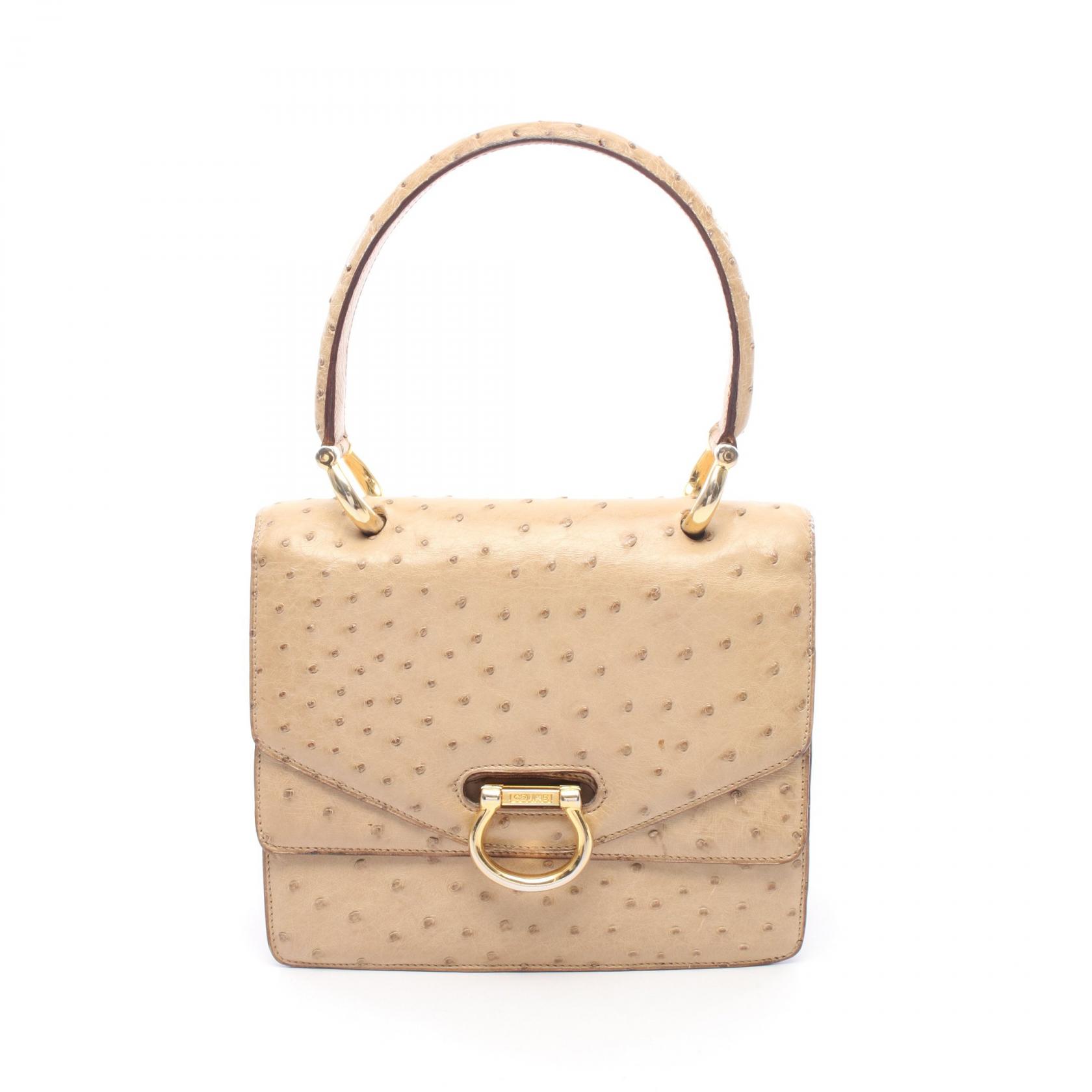 【15%OFFクーポン 7/26 9:59〆】セリーヌ CELINE ハンドバッグ バッグ オーストリッチ レディース ベージュ系 【中古】｜Brandoff銀座