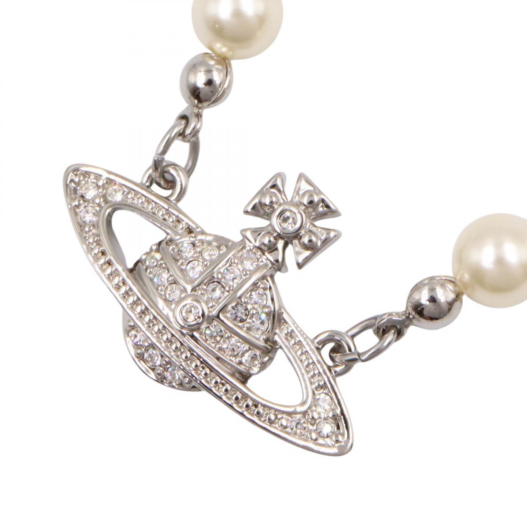 ヴィヴィアンウエストウッド Vivienne Westwood MINI BAS RELIEF PEARL ネックレス ジュエリー ステンレススチール ラインストーン / フェイクパール レディース シルバー系 / ホワイト系 6301010002P104 【新品】｜Brandoff銀座