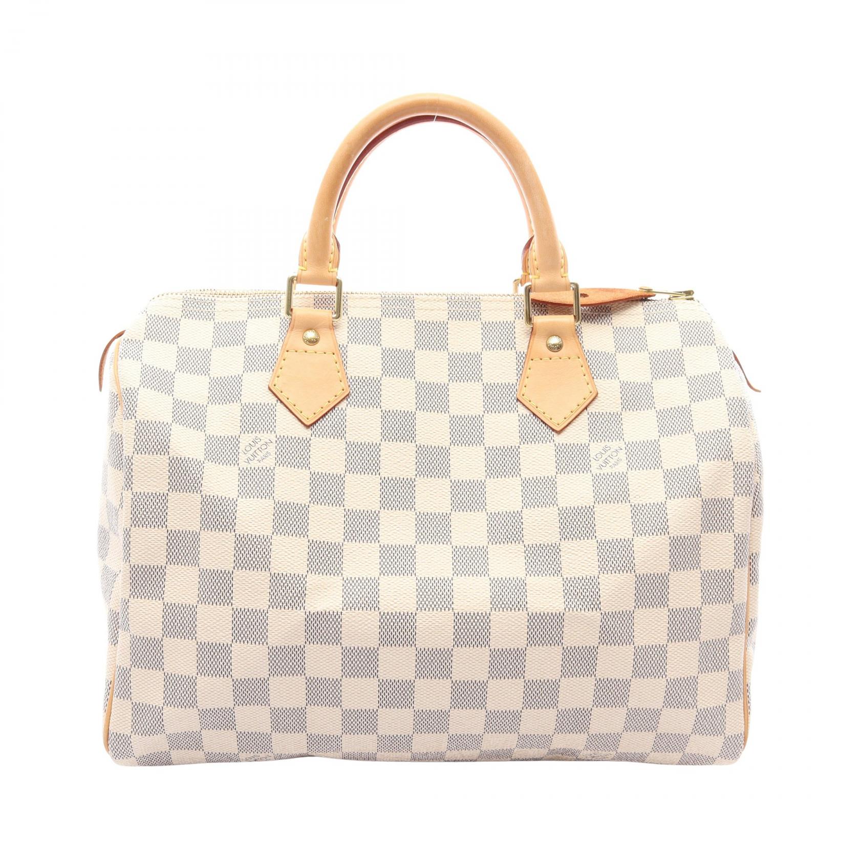 【15%OFFクーポン 7/26 9:59〆】ルイ・ヴィトン LOUIS VUITTON スピーディ バンドリエール30 ダミエアズール ハンドバッグ バッグ PVCコーティングキャンバス レザー レディース ホワイト系 N41001 【中古】｜Brandoff銀座