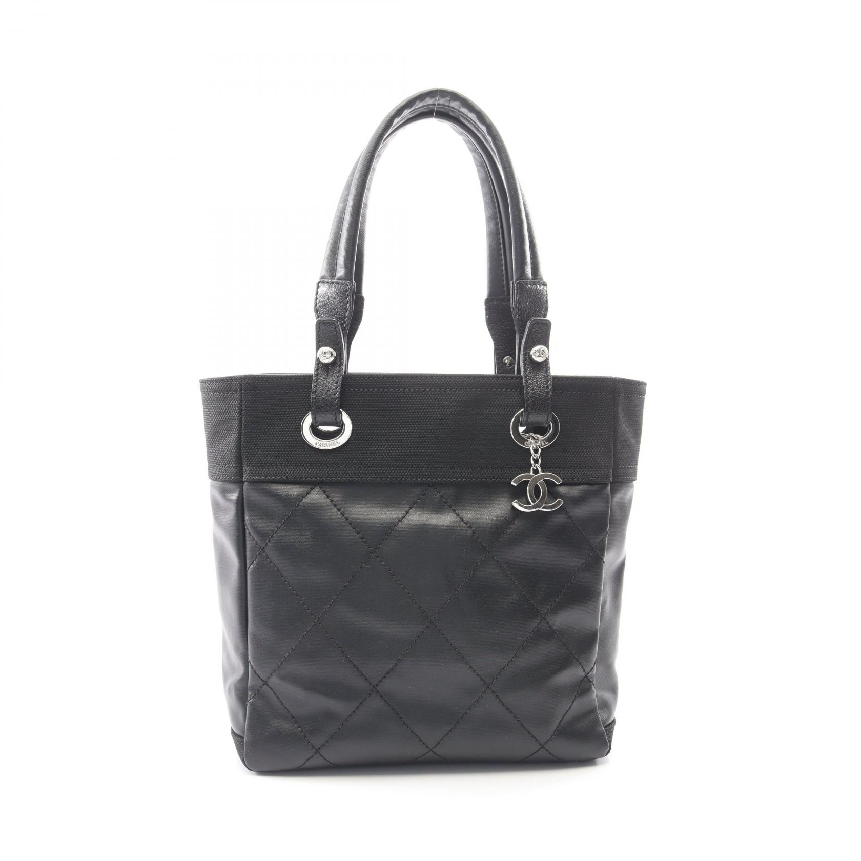 【15%OFFクーポン 7/26 9:59〆】シャネル CHANEL パリビアリッツPM トートバッグ バッグ PVCコーティングキャンバス レザー レディース ブラック系 A34208 【中古】｜Brandoff銀座