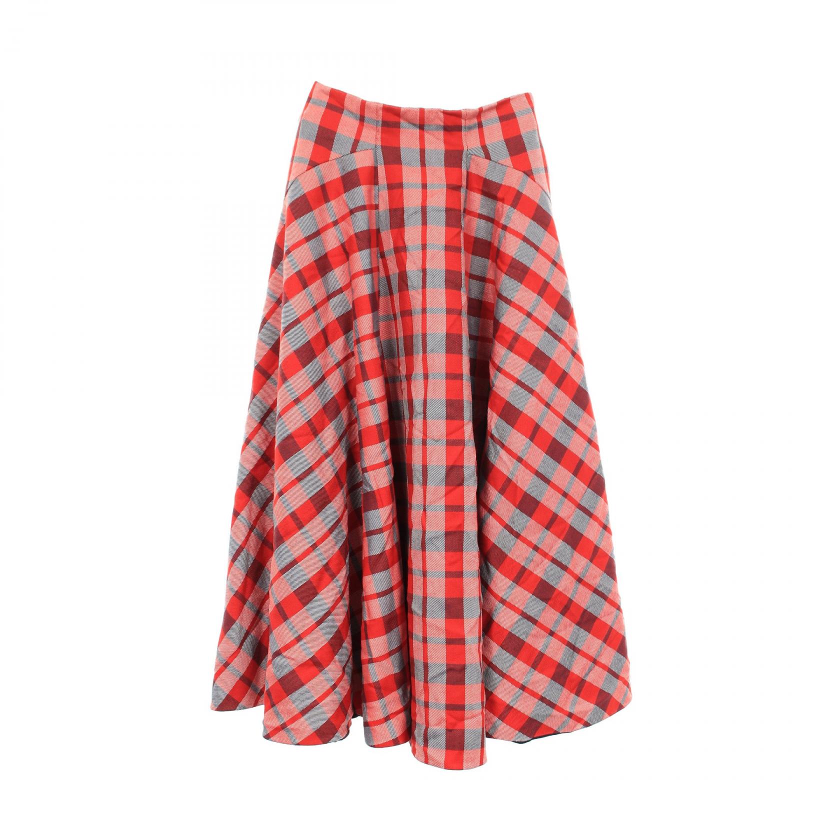 【10%OFFクーポン 7/26 9:59〆】 ディオール Dior チェック スカート 衣料品 ボトムス ウール レディース レッド系 / ネイビー系 151J21A1386 【中古】|Brandoff銀座