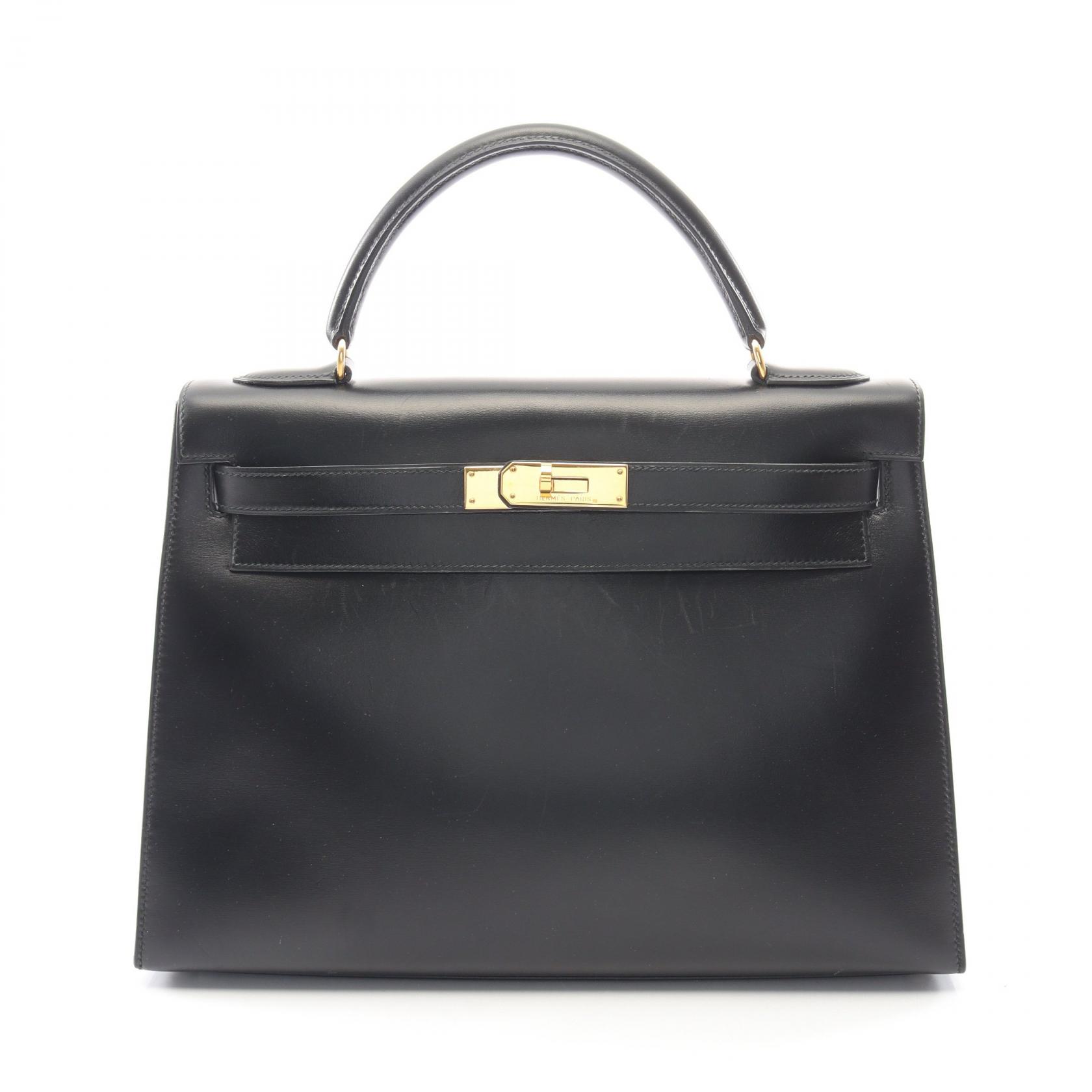 【10%OFFクーポン 7/26 9:59〆】 エルメス HERMES ケリー32 外縫い 2WAY ハンドバッグ バッグ カーフ（牛革） ボックスカーフ レディース ブラック系 【中古】｜Brandoff銀座
