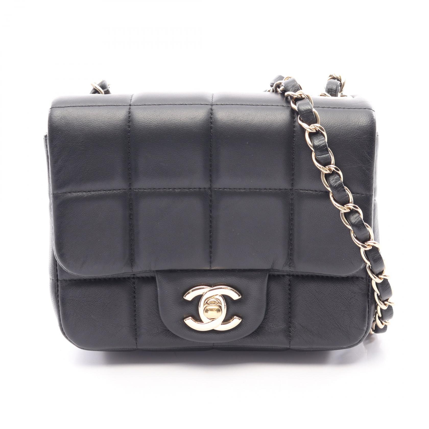 【10%OFFクーポン 7/26 9:59〆】 シャネル CHANEL チョコバー ミニフラップ ショルダーバッグ バッグ ラムスキン(羊革) レディース ブラック系 AS3744 【中古】|Brandoff銀座