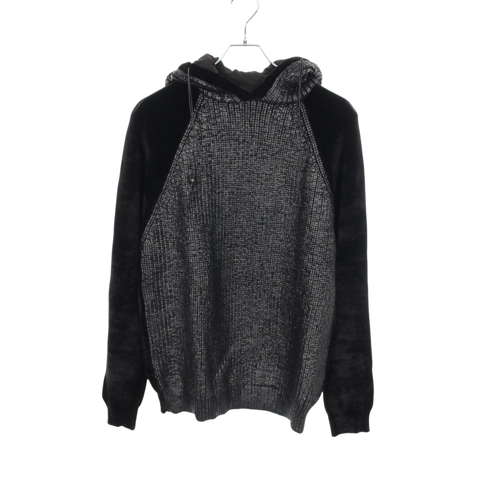 【10%OFFクーポン 7/26 9:59〆】 エンポリオ・アルマーニ Emporio Armani 切替 ニット パーカー 衣料品 トップス ウール ビスコース メンズ ブラック系 6X1M49 1MZ2Z 【中古】｜Brandoff銀座