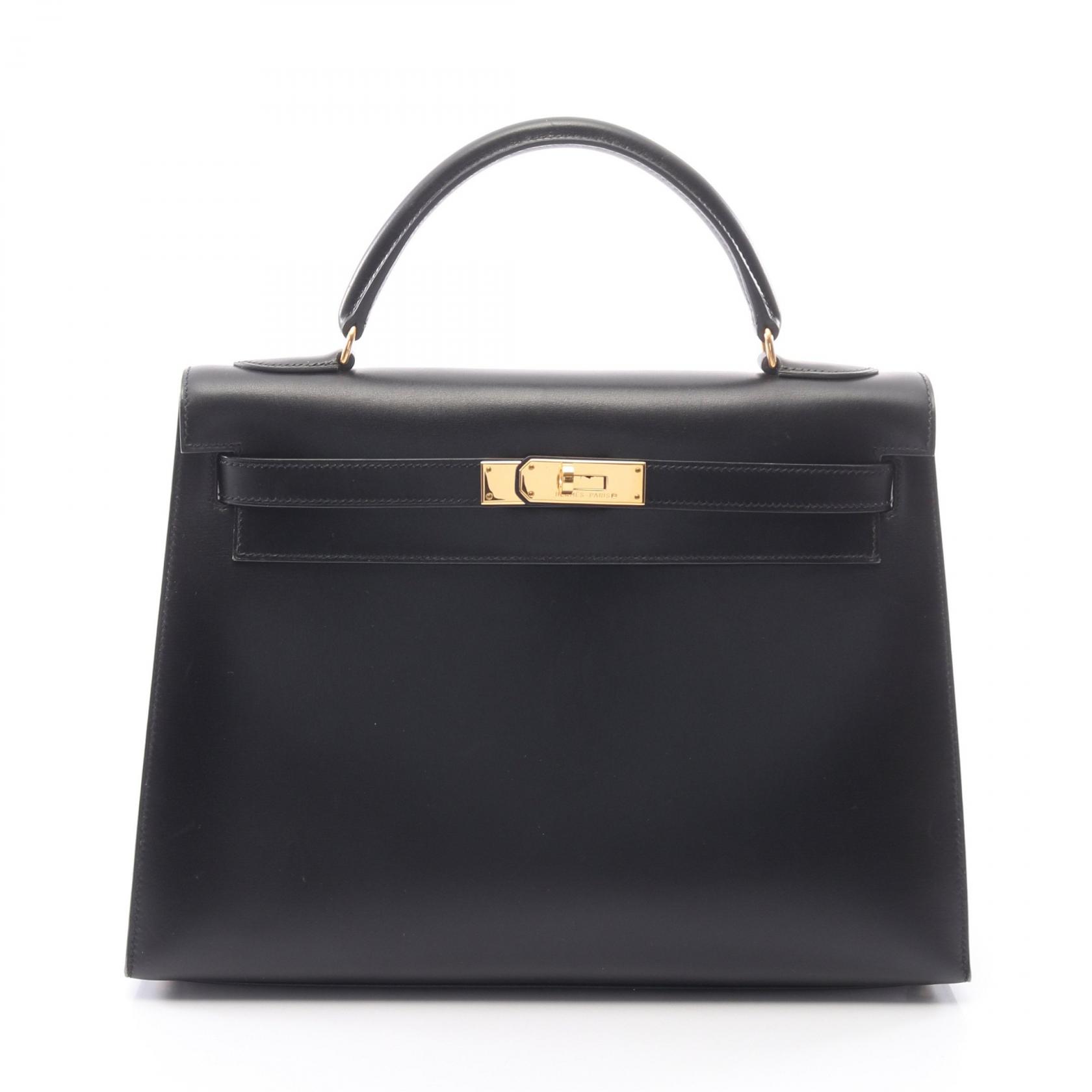【15%OFFクーポン 7/26 9:59〆】エルメス HERMES ケリー32 外縫い 2WAY ハンドバッグ バッグ カーフ(牛革) ボックスカーフ レディース ブラック系 【中古】|Brandoff銀座