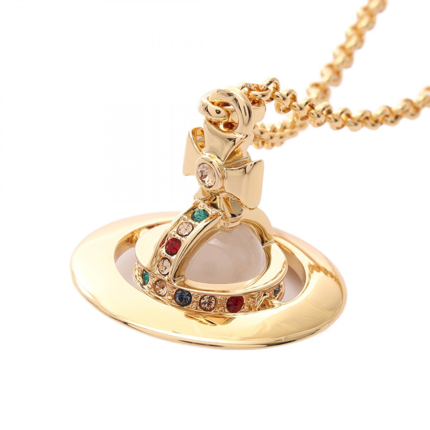【10%OFFクーポン 7/26 9:59〆】 ヴィヴィアンウエストウッド Vivienne Westwood NEW TINY ORB ネックレス ジュエリー GP（ゴールドメッキ） ラインストーン レディース ゴールド系 / マルチカラー 63020097/02R001 【新品】｜Brandoff銀座