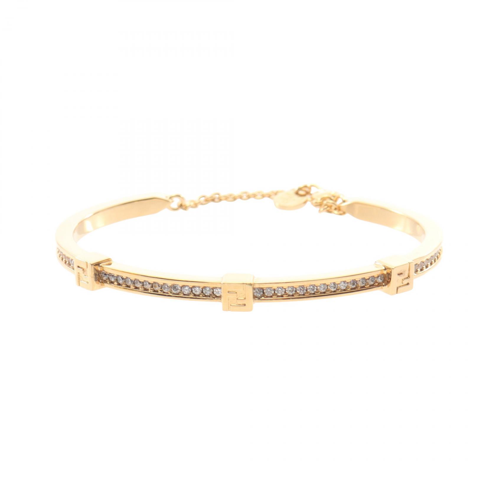 【10%OFFクーポン 7/26 9:59〆】 フェンディ FENDI FOREVER フォーエバー ブレスレット アクセサリー GP（ゴールドメッキ） ラインストーン レディース ゴールド系 / クリア系 8AL218ATEPF089UL 【新品】｜Brandoff銀座