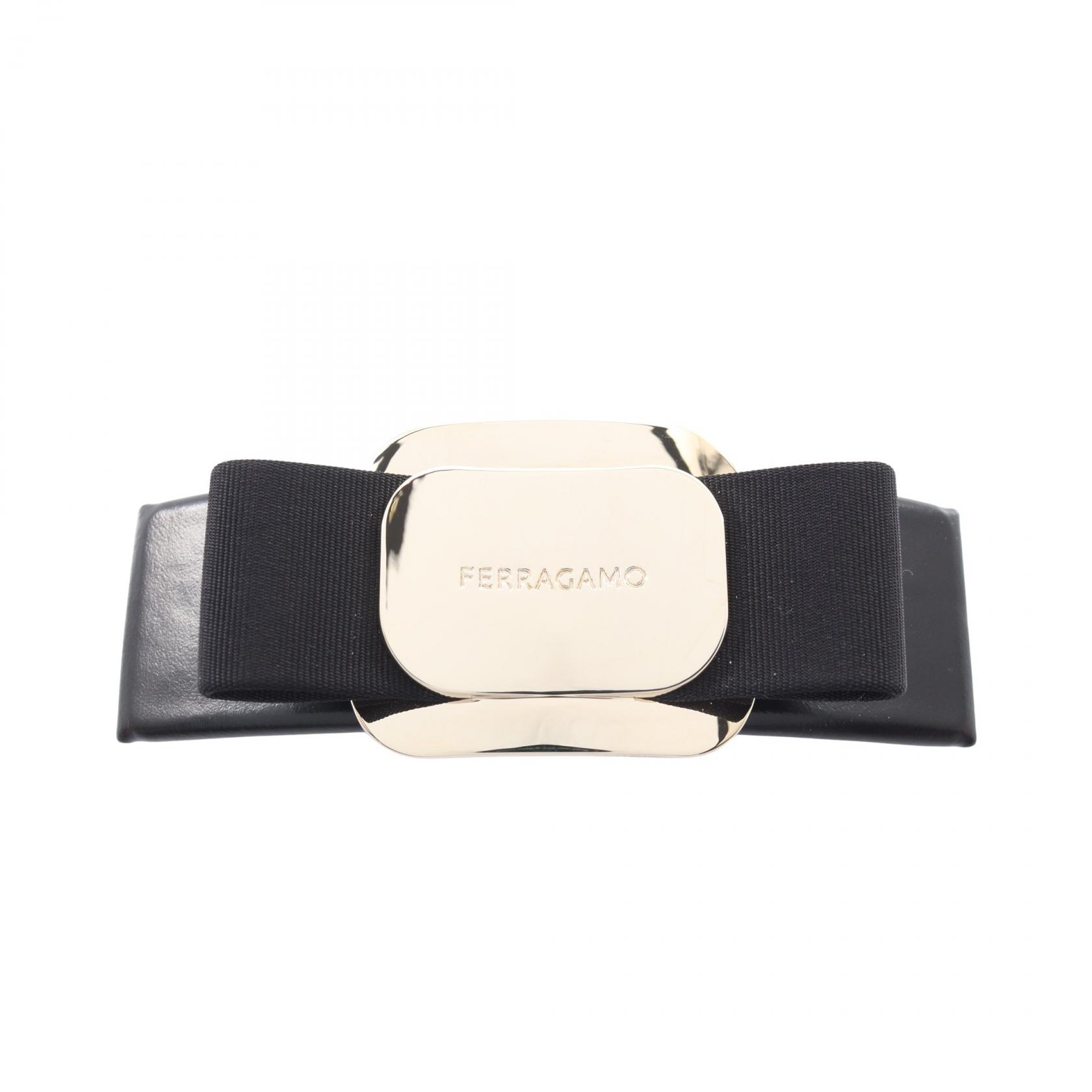 【10%OFFクーポン 7/26 9:59〆】 サルヴァトーレフェラガモ Salvatore Ferragamo ヴァラリボン バレッタ アクセサリー レザー GP(ゴールドメッキ) キャンバス レディース ブラック系 / ゴールド系 771551340421 【新品】|Brandoff銀座