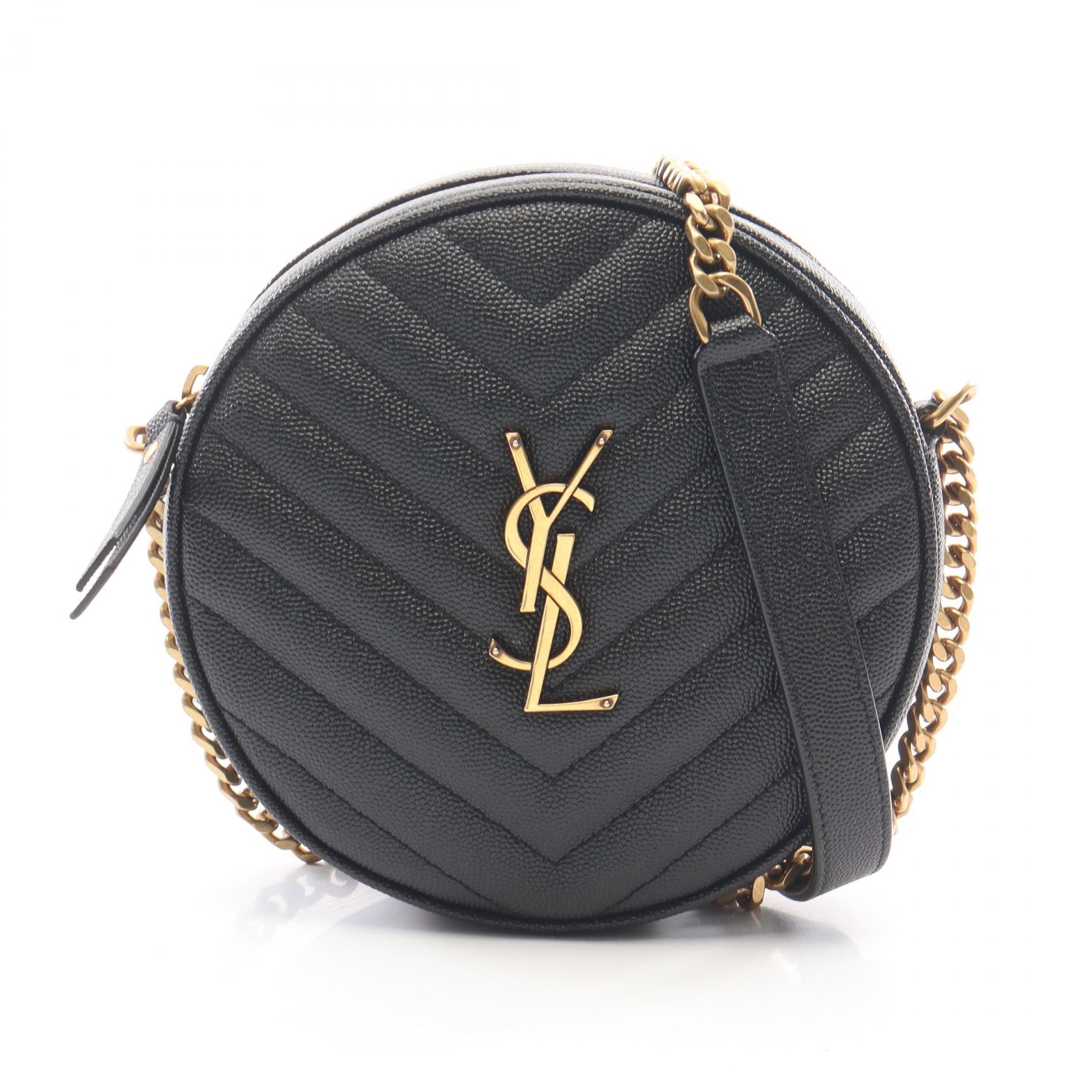 【15%OFFクーポン 7/26 9:59〆】イヴ・サンローラン YVES SAINT LAURENT ヴィニル モノグラム ショルダーバッグ バッグ レザー レディース ブラック系 610436 1GF07 1000 【中古】|Brandoff銀座