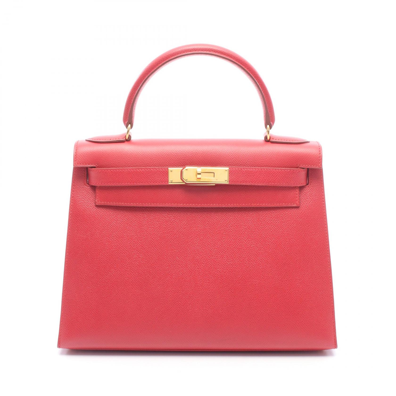 【15%OFFクーポン 7/26 9:59〆】エルメス HERMES ケリー28 外縫い 2WAY ハンドバッグ バッグ レザー クシュベル クシュベル レディース レッド系 【中古】｜Brandoff銀座 962,500円