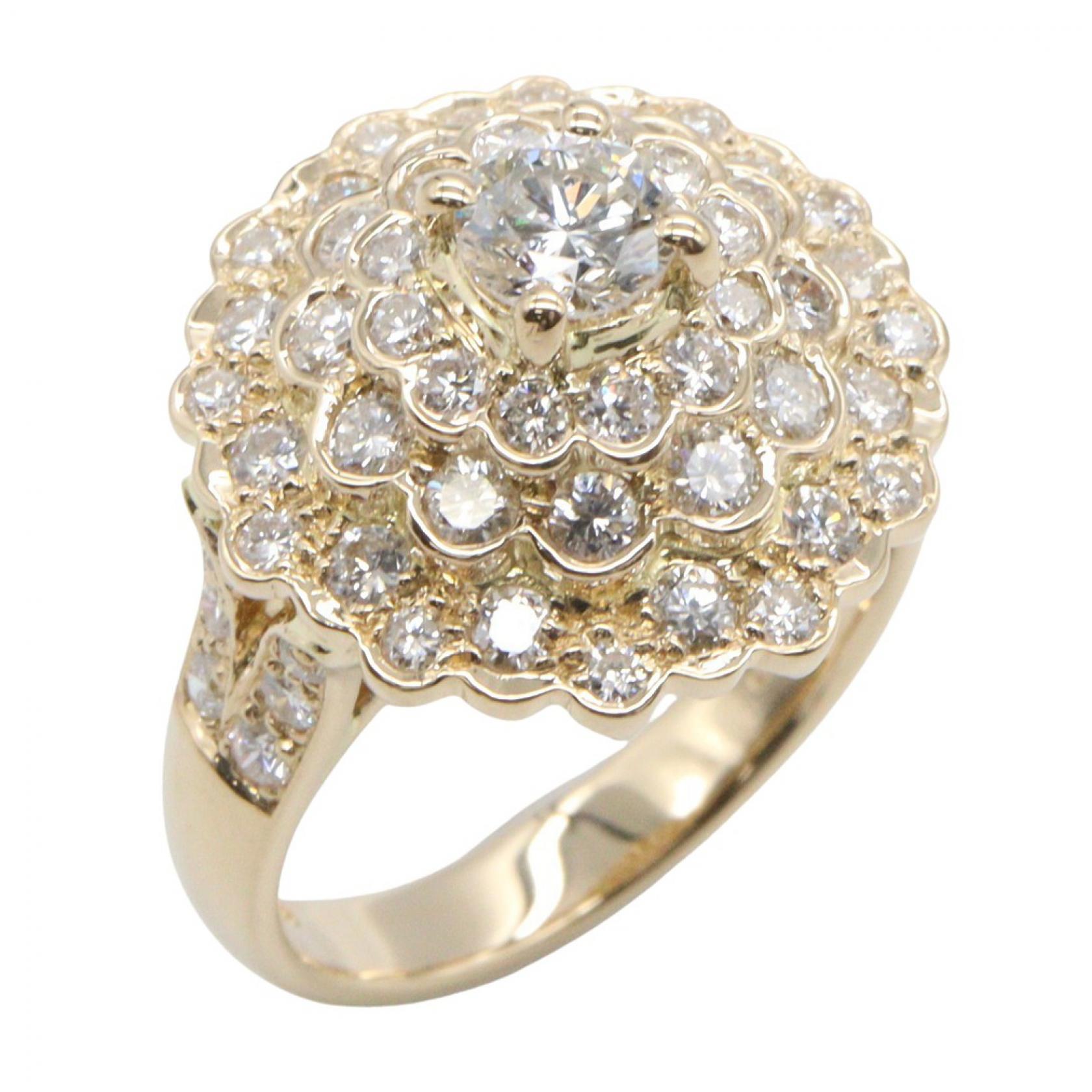 【10%OFFクーポン 7/26 9:59〆】 ジュエリー JEWELRY ダイヤリング リング・指輪 ジュエリー K18（イエローゴールド） ダイヤモンド レディース ゴールド系 / クリア系 ﾀﾞｲﾔ 7.6g 【中古】｜Brandoff銀座