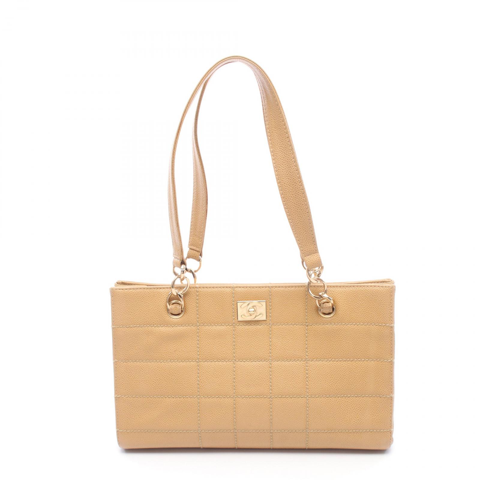 【15%OFFクーポン 7/26 9:59〆】シャネル CHANEL チョコバー トートバッグ バッグ キャビアスキン(グレインドカーフ) レディース ベージュ系 【中古】｜Brandoff銀座