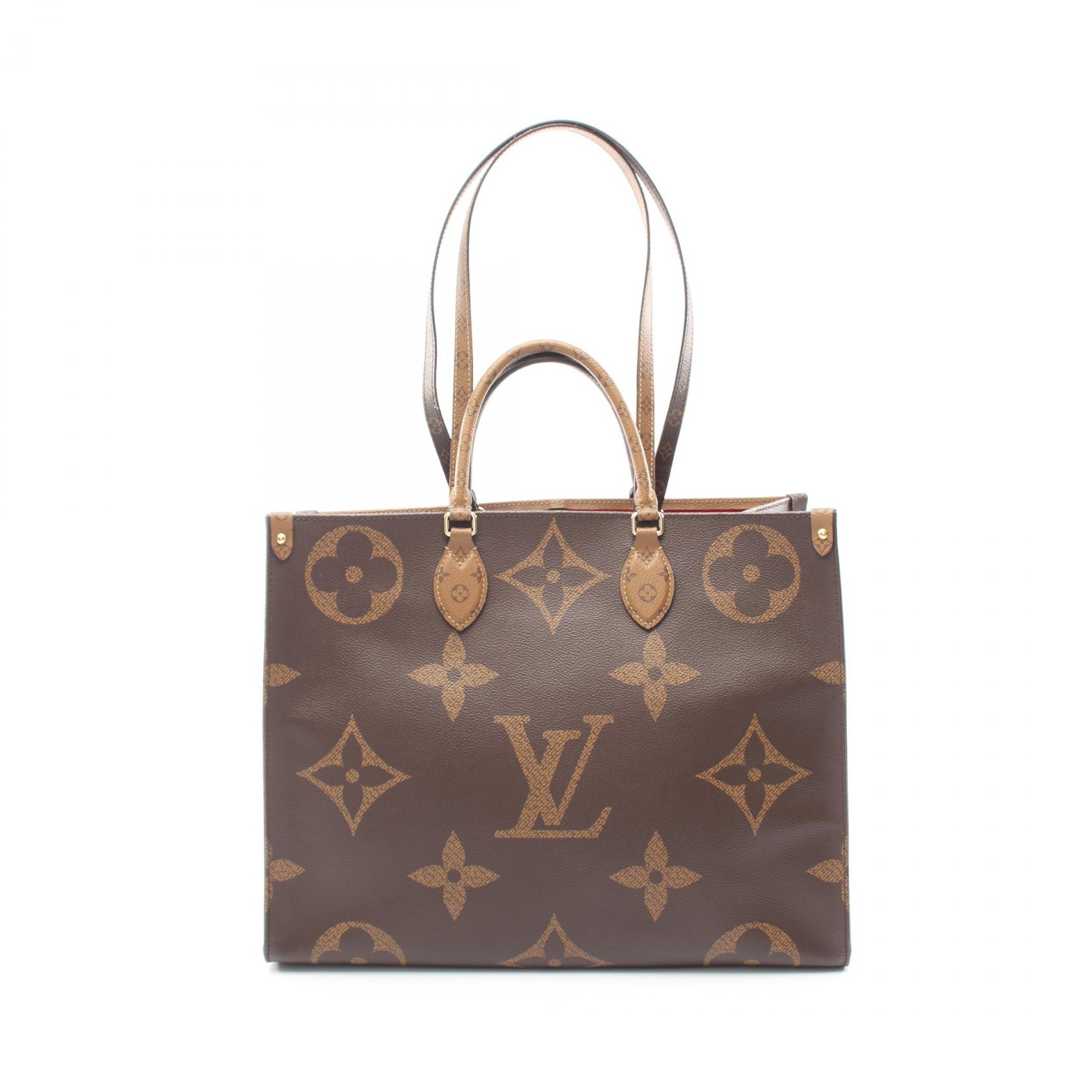 ルイ・ヴィトン LOUIS VUITTON オンザゴーGM 2WAY トートバッグ バッグ PVCコーティングキャンバス モノグラム・ジャイアントリバース レディース ブラウン系 / ベージュ系 M44576 【中古】｜Brandoff銀座