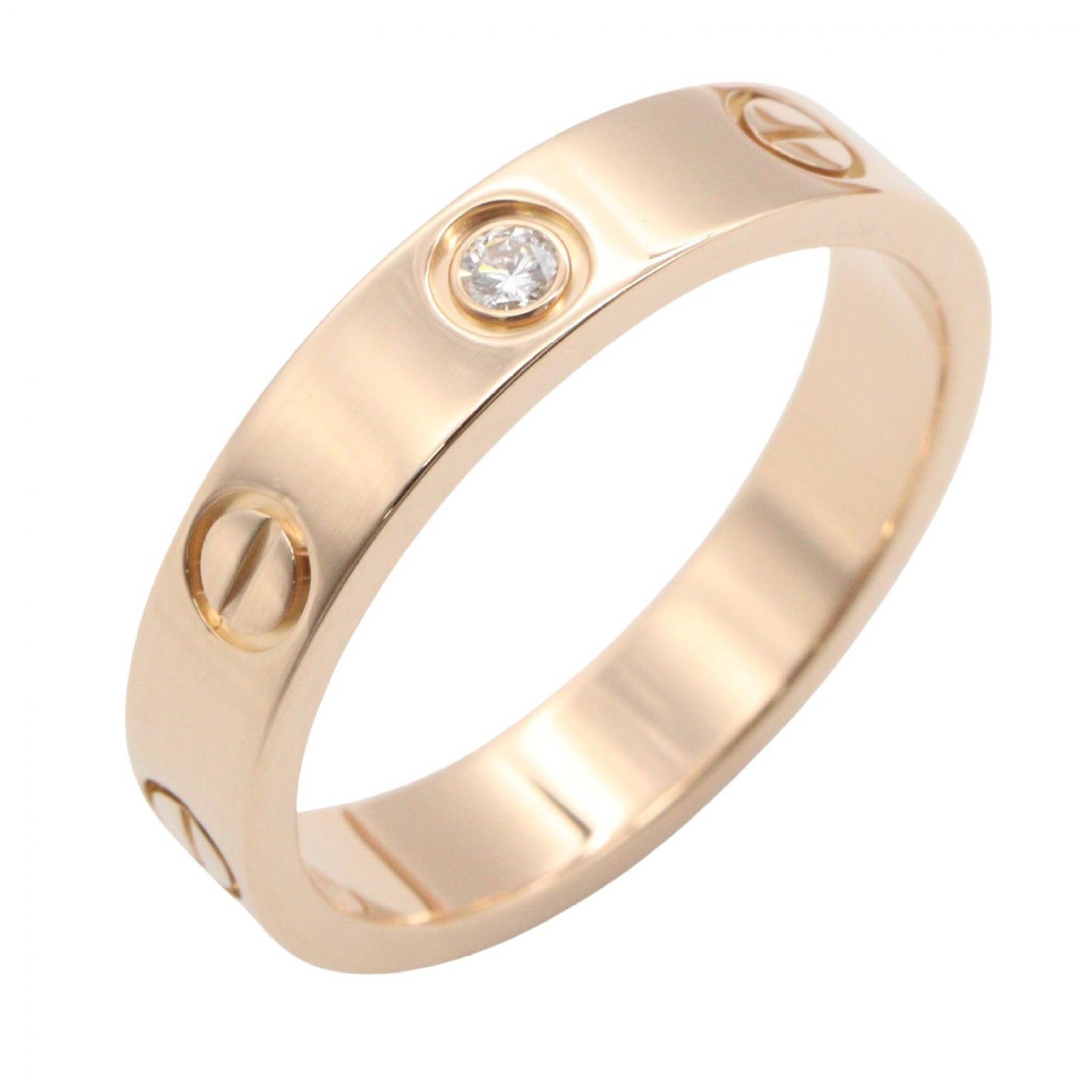 【10%OFFクーポン 7/26 9:59〆】 カルティエ CARTIER ミニラブリング 1PD リング・指輪 ジュエリー K18PG（ピンクゴールド） ダイヤモンド レディース ゴールド系 / クリア系 【中古】｜Brandoff銀座