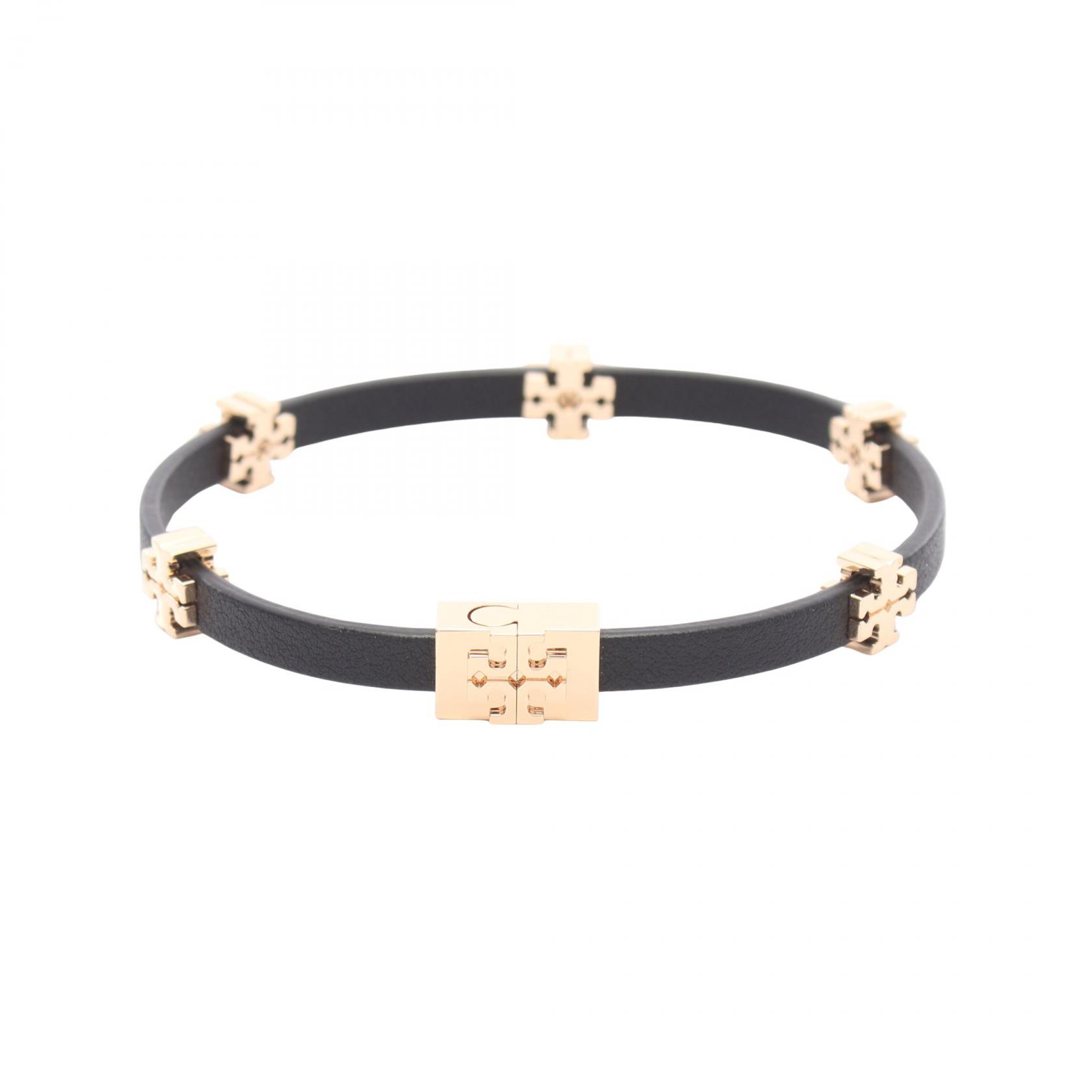 【10%OFFクーポン 7/26 9:59〆】 トリーバーチ Tory Burch ELEANOR BIO BRACELET ブレスレット アクセサリー レザー GP（ゴールドメッキ） レディース ブラック系 / ゴールド系 160150720SM 【新品】｜Brandoff銀座