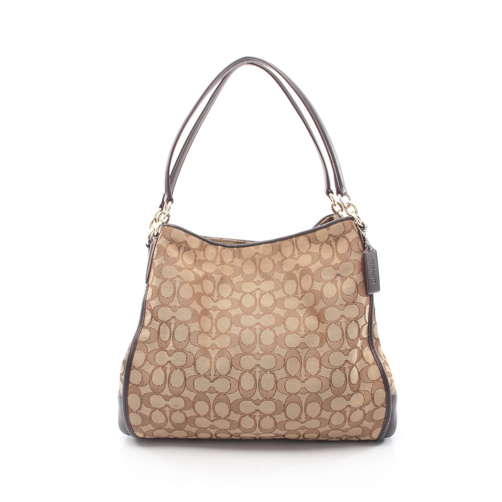 【10%OFFクーポン 7/26 9:59〆】 コーチ COACH アウトライン シグネチャー フィービー ショルダーバッグ バッグ キャンバス レザー レディース ベージュ系 / ブラウン系 F36424 【中古】|Brandoff銀座