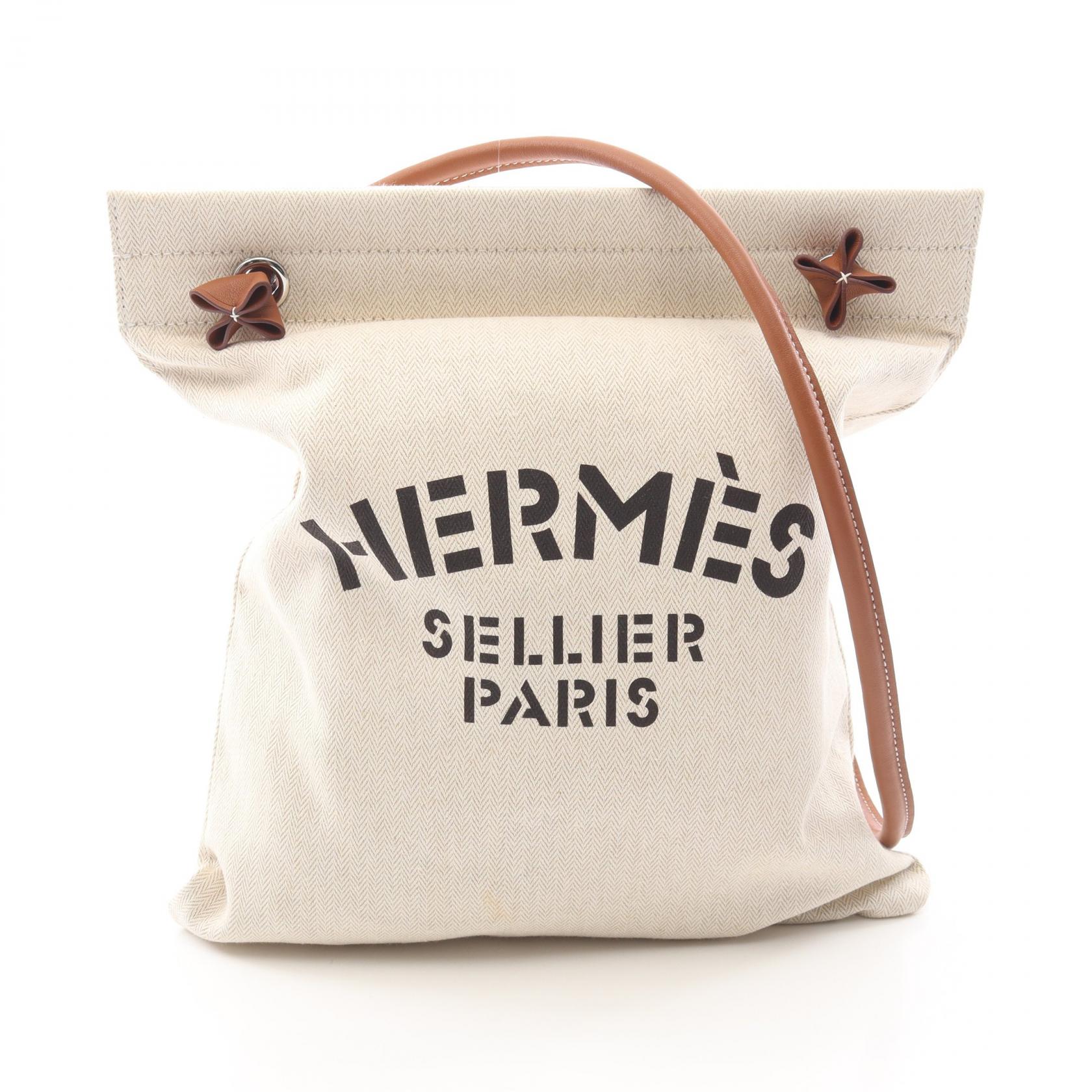 【15%OFFクーポン 7/26 9:59〆】エルメス HERMES アリーヌMM ショルダーバッグ バッグ キャンバス カーフ（牛革） トワルシェブロン / ヴォーバレニア トワルシェブロン レディース ベージュ系 / ブラウン系 【中古】｜Brandoff銀座 96,800円