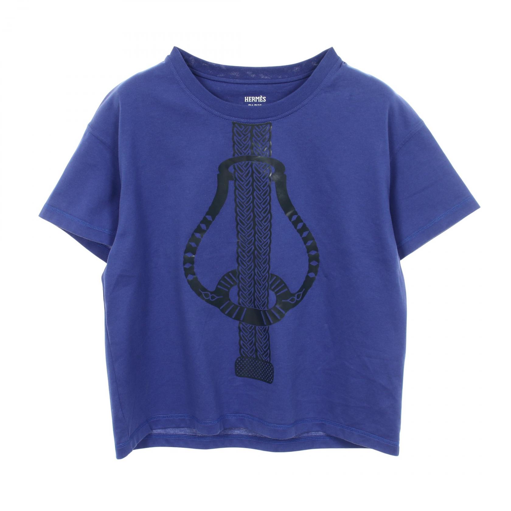 エルメス HERMES FANTAISIE D'ETRIERS 半袖Tシャツ 衣料品 トップス コットン レディース ブルー系 3E4624DL 【中古】｜Brandoff銀座