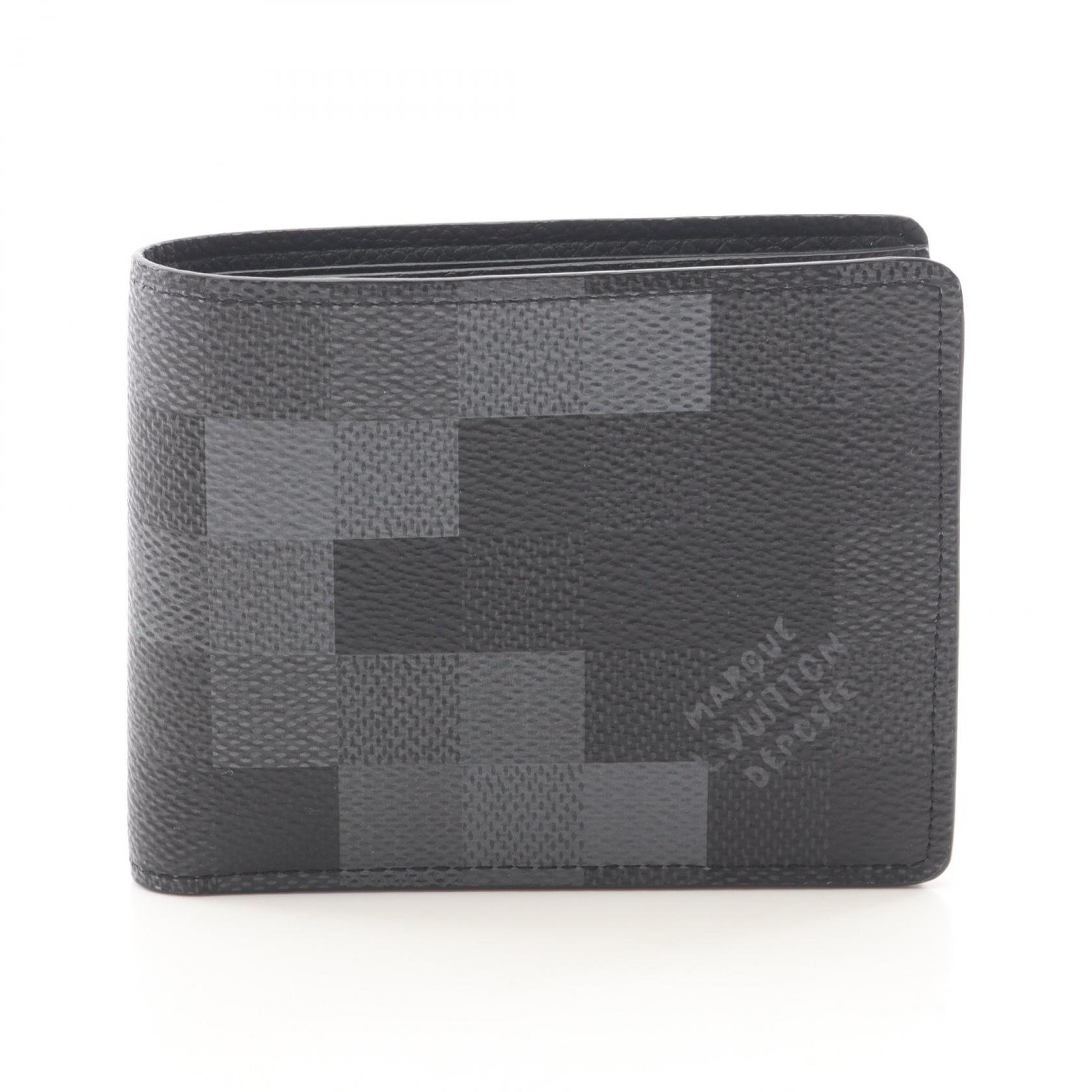 【10%OFFクーポン 7/26 9:59〆】 ルイ・ヴィトン LOUIS VUITTON ポルトフォイユ スレンダー 札入れ 財布 PVCコーティングキャンバス PVC メンズ ブラック系 / グレー系 M14927 【中古】｜Brandoff銀座
