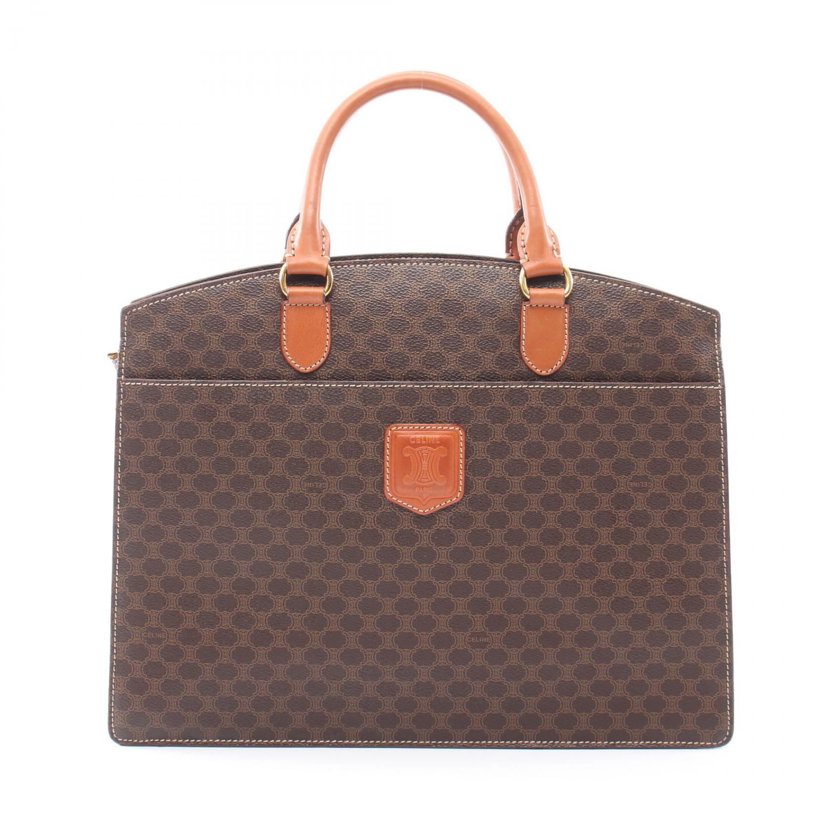 【20%OFFクーポン 7/26 9:59〆】セリーヌ CELINE マカダム ハンドバッグ バッグ PVCコーティングキャンバス レディース ブラウン系 【中古】｜Brandoff銀座