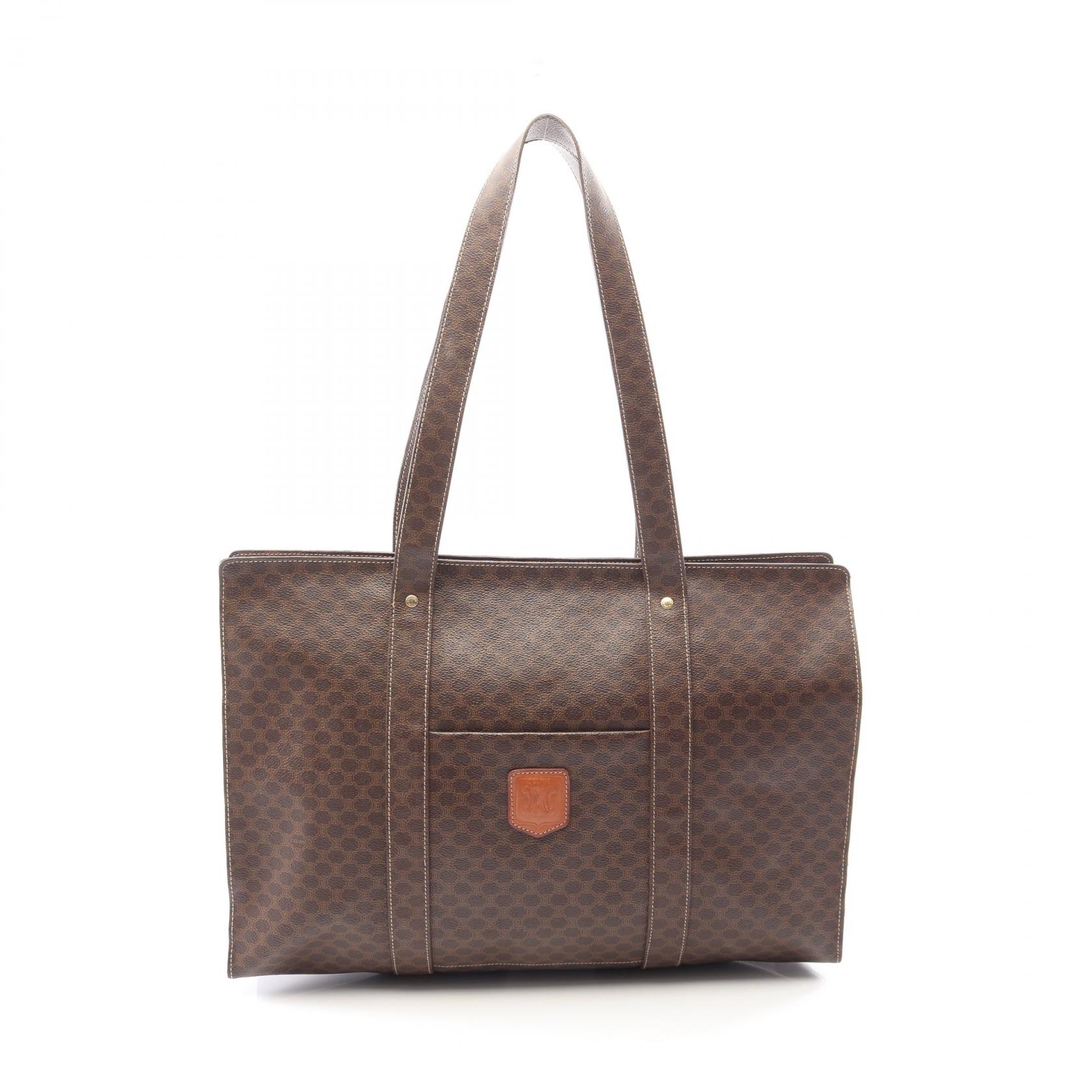 【15%OFFクーポン 7/26 9:59〆】セリーヌ CELINE マカダム トートバッグ バッグ PVCコーティングキャンバス レザー レディース ブラウン系 【中古】｜Brandoff銀座 28,600円