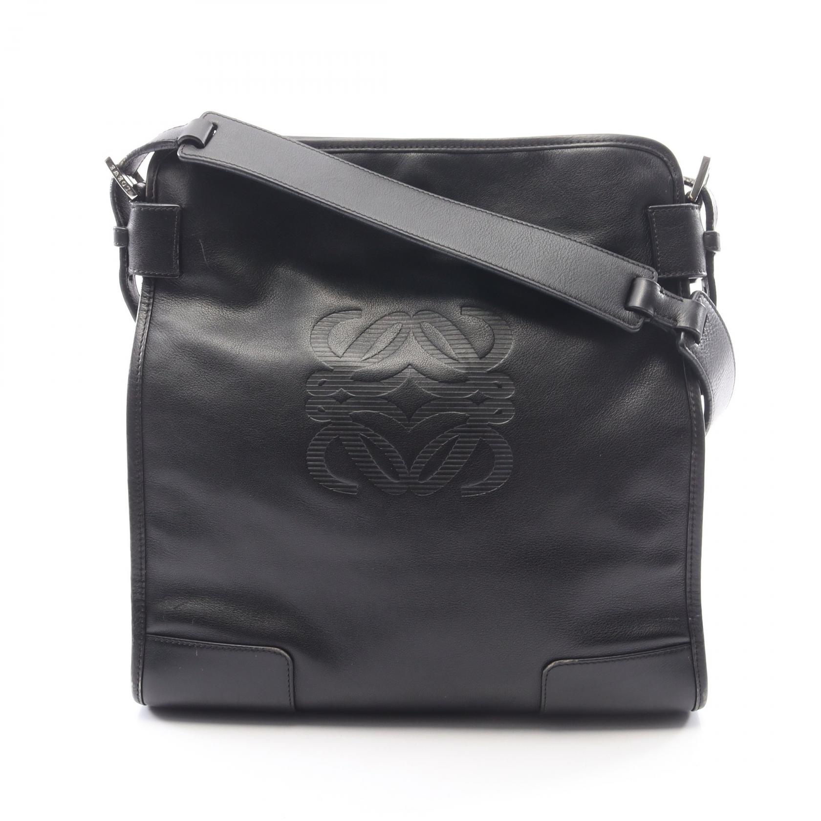 【15%OFFクーポン 7/26 9:59〆】ロエベ LOEWE アナグラム ショルダーバッグ バッグ レザー レディース ブラック系 【中古】|Brandoff銀座