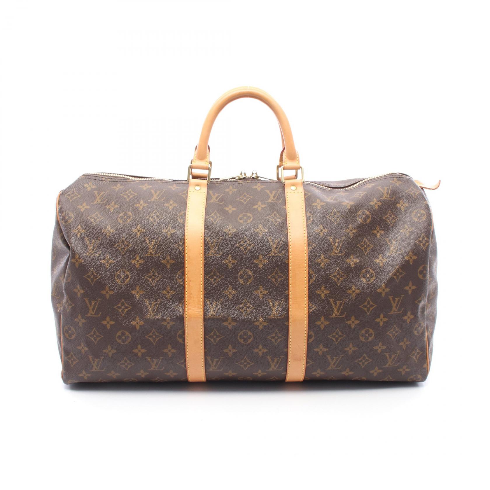 【15%OFFクーポン 7/26 9:59〆】ルイ・ヴィトン LOUIS VUITTON キーポル50 モノグラム ボストンバッグ バッグ PVCコーティングキャンバス レザー メンズ レディース ブラウン系 M41426 【中古】|Brandoff銀座