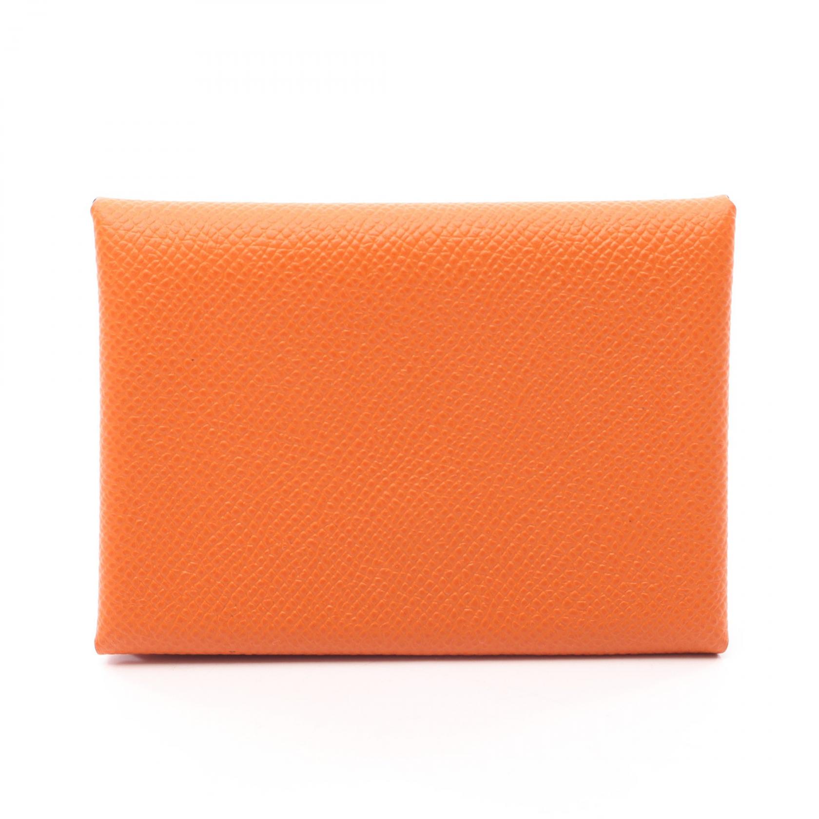 【10%OFFクーポン 7/26 9:59〆】 エルメス HERMES カルヴィデュオ コインケース 財布 ヴォーエプソン ヴォーエプソン レディース オレンジ系 【中古】｜Brandoff銀座 46,200円