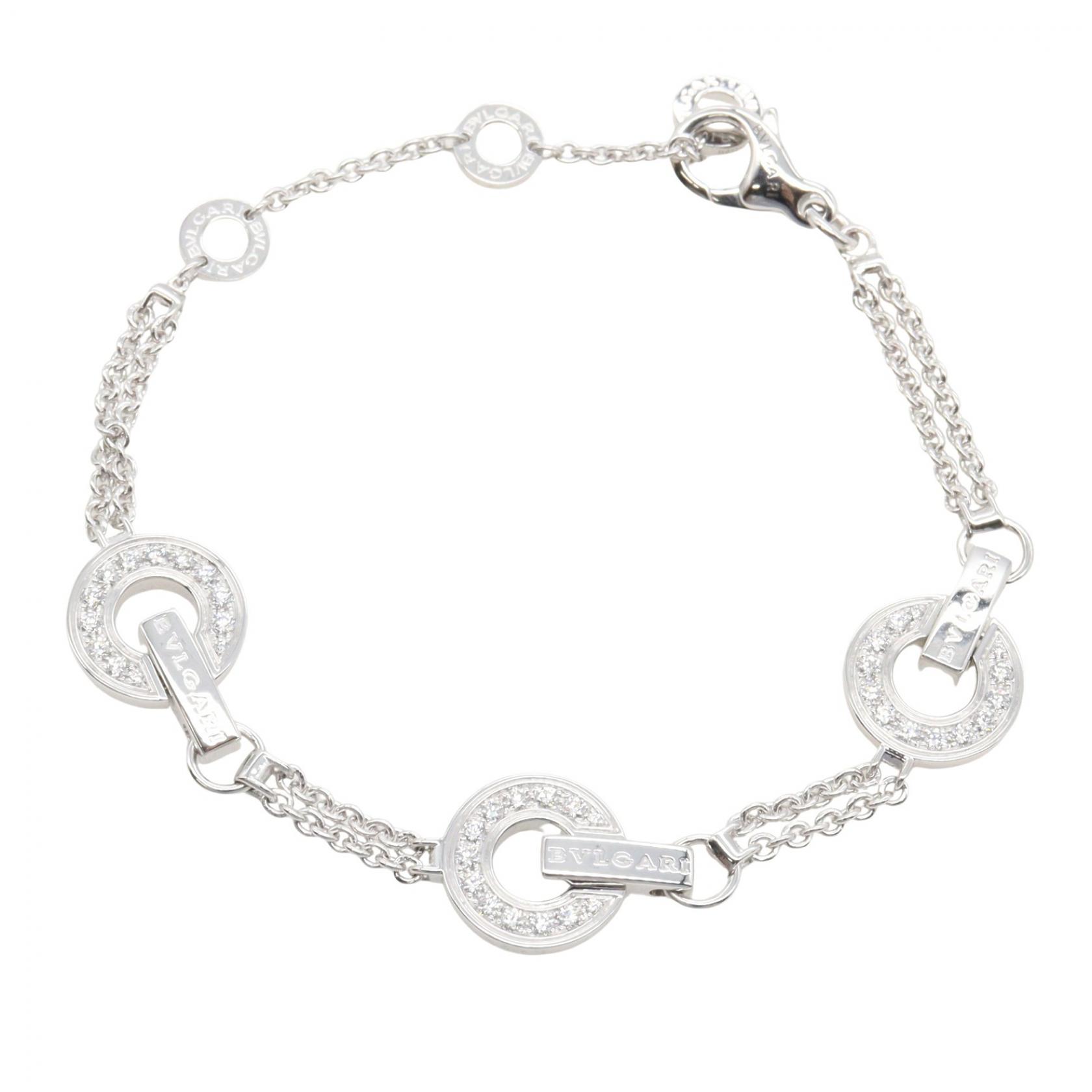 【10%OFFクーポン 7/26 9:59〆】 ブルガリ BVLGARI ブルガリブルガリ ダイヤ ブレスレット ブレスレット アクセサリー K18WG（ホワイトゴールド） ダイヤモンド レディース シルバー系 / クリア系 357939 【中古】｜Brandoff銀座