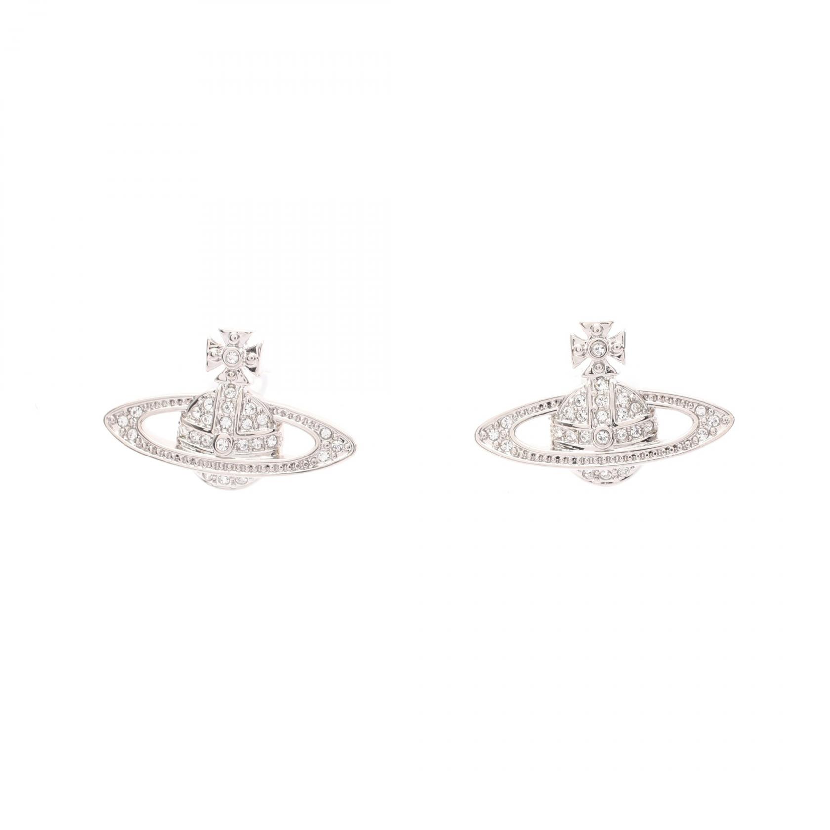 【10%OFFクーポン 7/26 9:59〆】 ヴィヴィアンウエストウッド Vivienne Westwood METAL MINI BAS RELIEF ピアス ジュエリー ステンレススチール ラインストーン レディース シルバー系 6202003302P116 【新品】｜Brandoff銀座