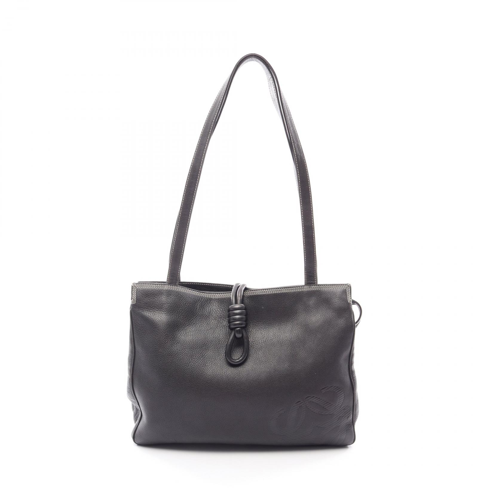 【15%OFFクーポン 7/26 9:59〆】ロエベ LOEWE アナグラム トートバッグ バッグ レザー レディース ブラック系 【中古】｜Brandoff銀座