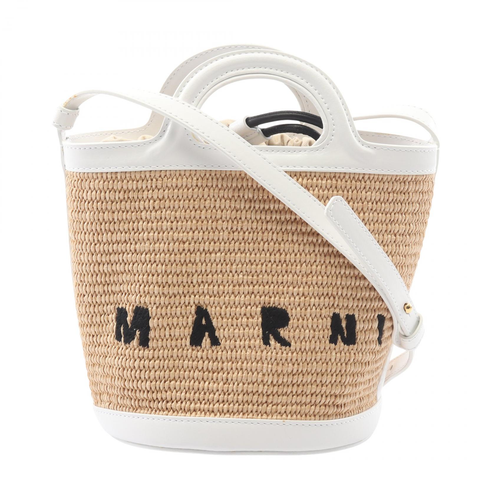 マルニ MARNI TROPICALIA BASKET BAG SMALL 2WAY ショルダーバッグ バッグ ナイロン レザー コットン レディース ベージュ系 / ホワイト系 SCMP0056Q1P3860Z0T01 【中古】｜Brandoff銀座