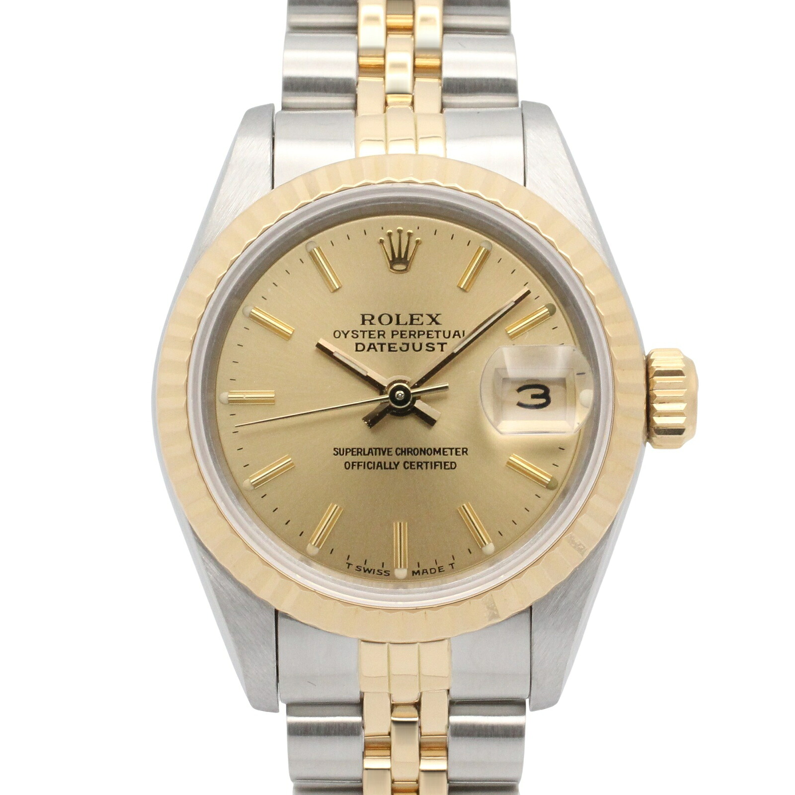 【10%OFFクーポン 7/26 9:59〆】 ロレックス ROLEX デイトジャスト R番 腕時計 時計 K18（イエローゴールド） ステンレススチール レディース ゴールド系 シャンパン/バー 69173 【中古】｜Brandoff銀座