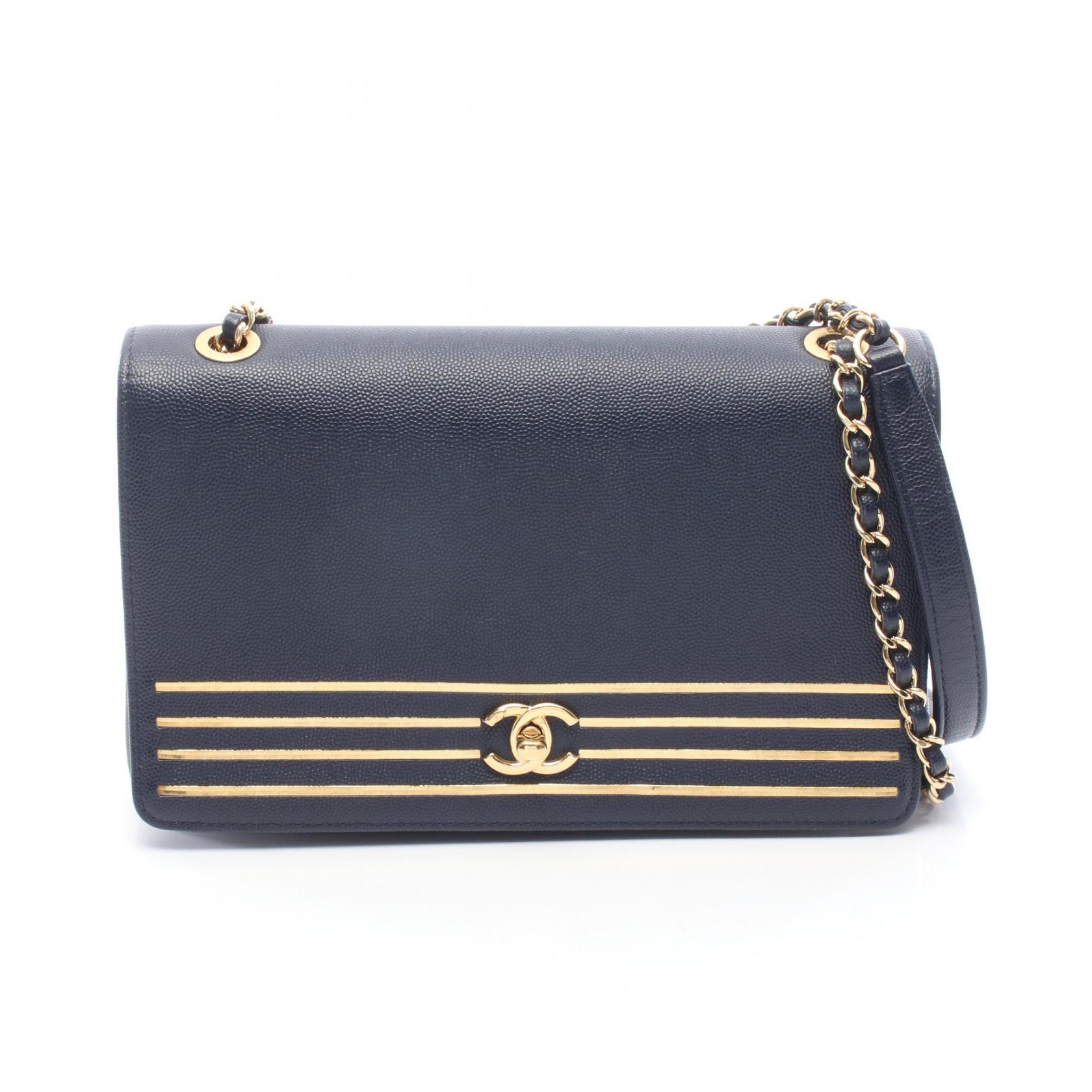 【15%OFFクーポン 7/26 9:59〆】シャネル CHANEL ココマーク ショルダーバッグ バッグ キャビアスキン(グレインドカーフ) レディース ネイビー系 【中古】|Brandoff銀座