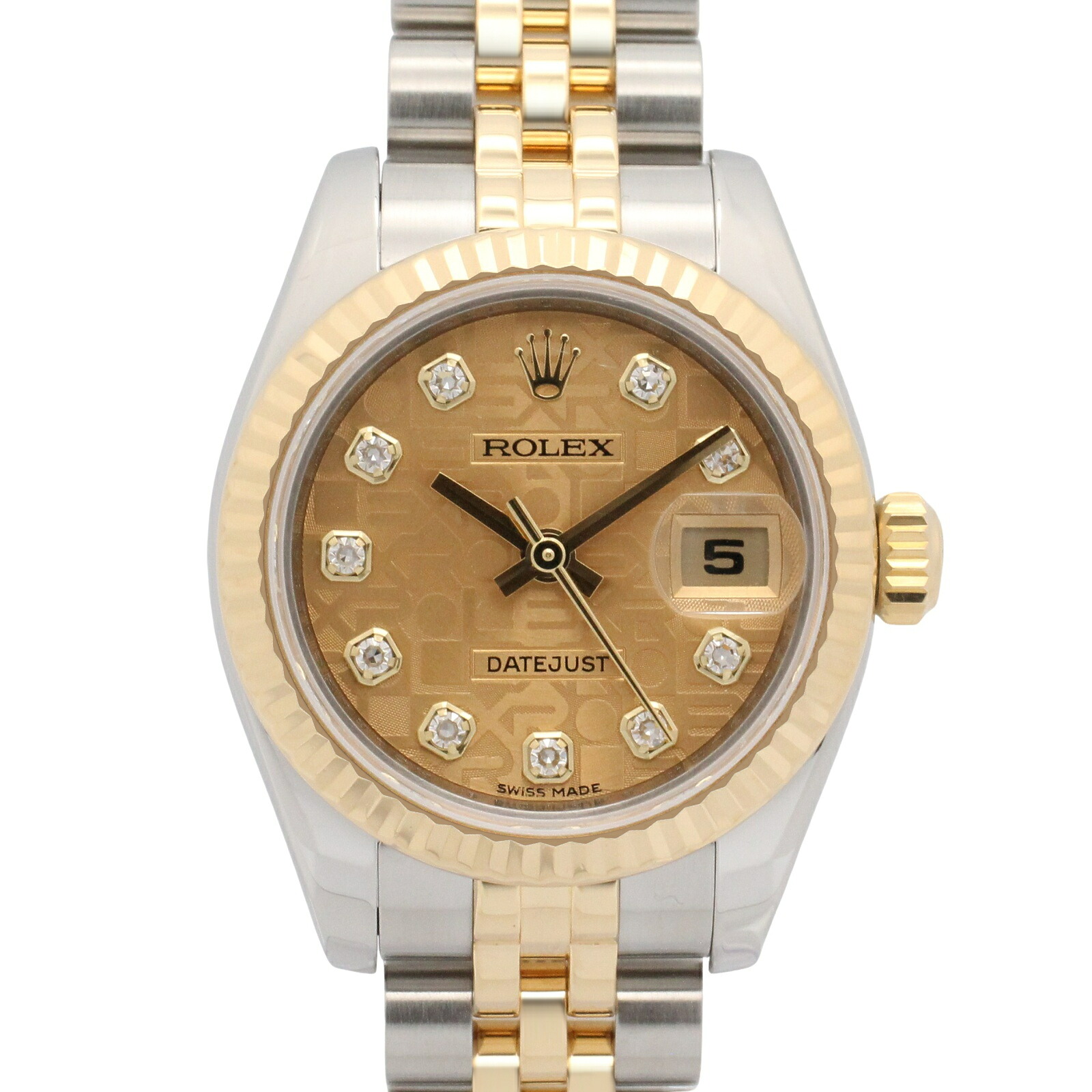 【10%OFFクーポン 7/26 9:59〆】 ロレックス ROLEX デイトジャスト 10Pダイヤ G番 腕時計 時計 K18（イエローゴールド） ステンレススチール ダイヤモンド レディース ゴールド系 シャンパン/コンピューター/新ダイヤ 179173G 【中古】｜Brandoff銀座 752,000円