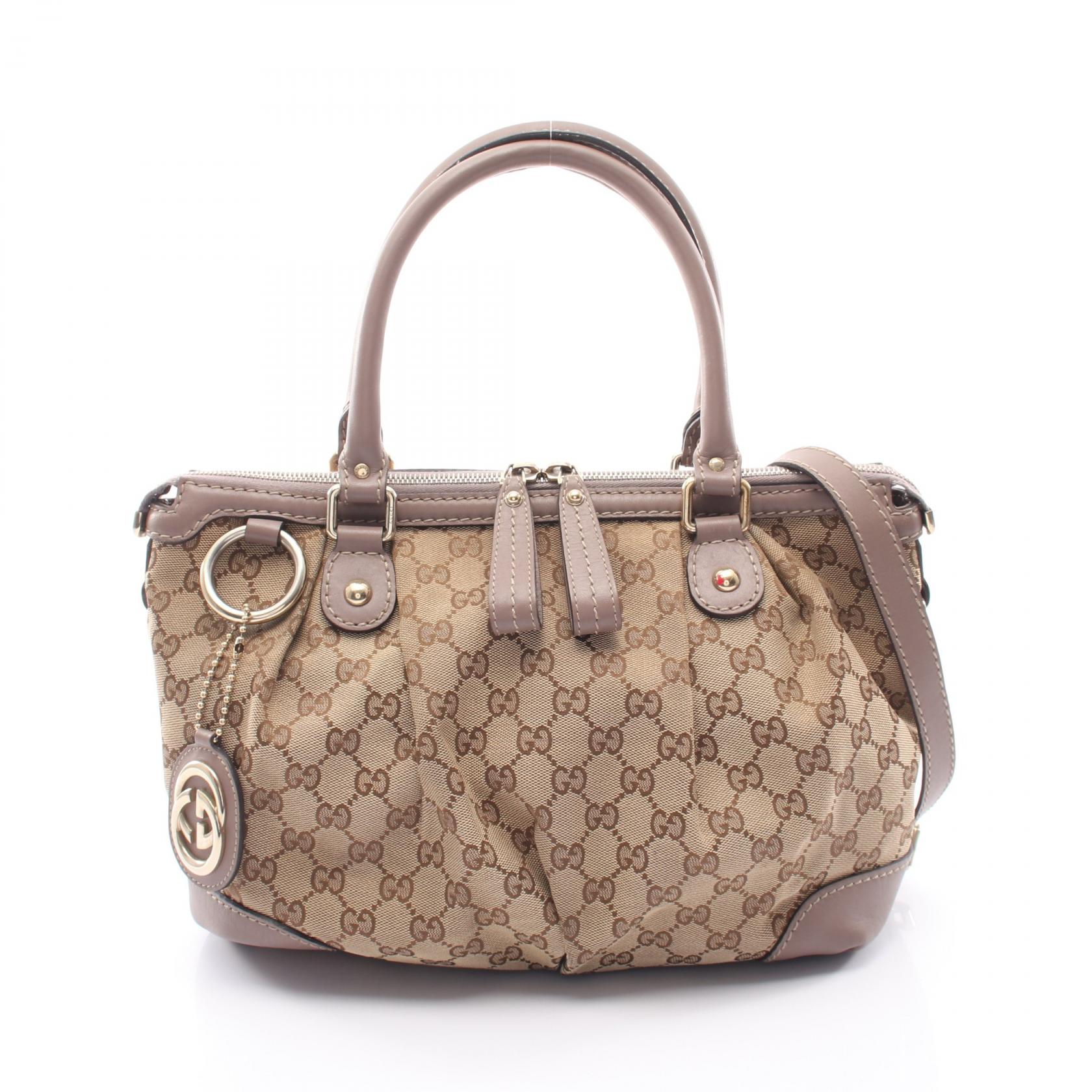 【10%OFFクーポン 7/26 9:59〆】 グッチ GUCCI スーキー GGキャンバス 2WAY ハンドバッグ バッグ キャンバス レザー レディース ベージュ系 / グレー系 247902 【中古】|Brandoff銀座