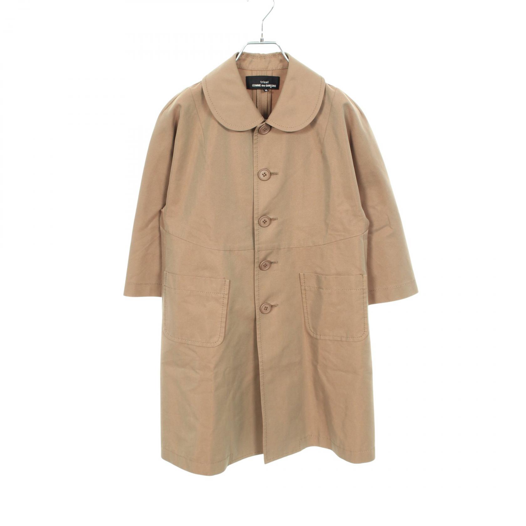 【10%OFFクーポン 7/26 9:59〆】 トリココムデギャルソン tricot COMME des GARCONS ラウンドカラー ハーフスリーブ 衣料品 アウター コットン / ポリエステル レディース ブラウン系 TE-C008 【中古】|Brandoff銀座