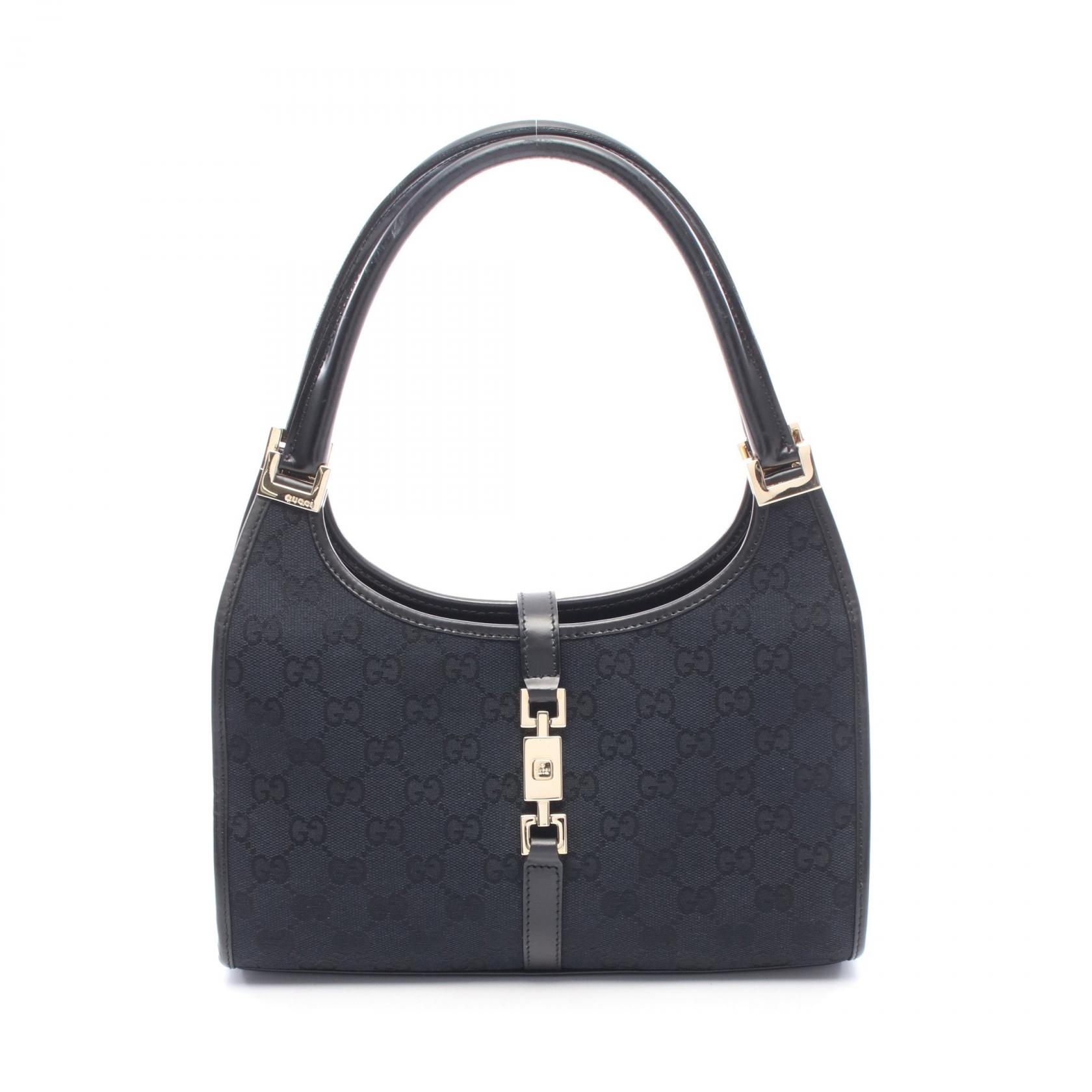 【15%OFFクーポン 7/26 9:59〆】グッチ GUCCI ジャッキー GGキャンバス ハンドバッグ バッグ キャンバス レザー レディース ブラック系 002・1068 【中古】|Brandoff銀座