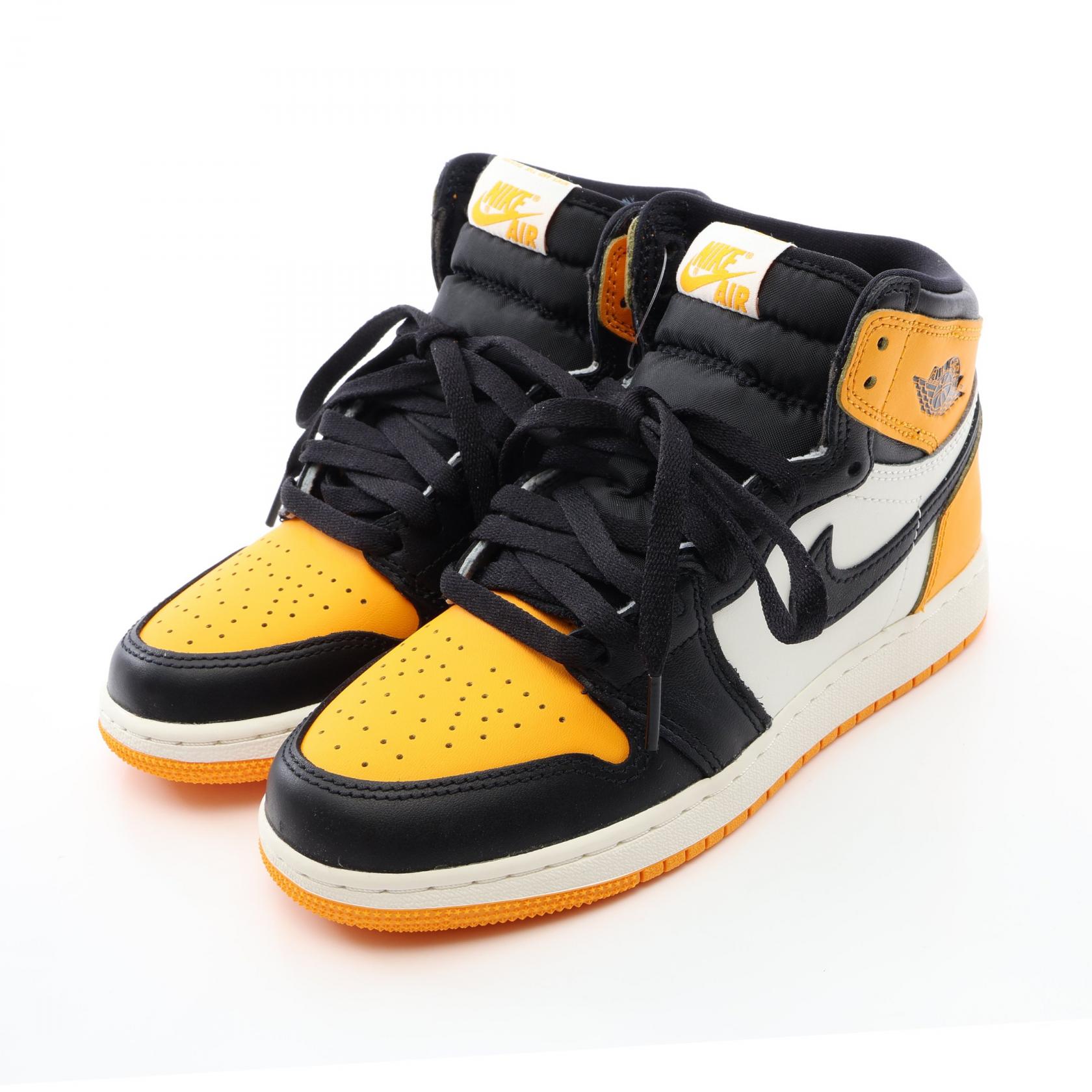 【10%OFFクーポン 7/26 9:59〆】 ナイキ NIKE GS Air Jordan 1 Retro High OG キッズ スニーカー 靴 レザー ファブリック レディース ブラック系 / ホワイト系 / オレンジ系 575441-711 【中古】｜Brandoff銀座