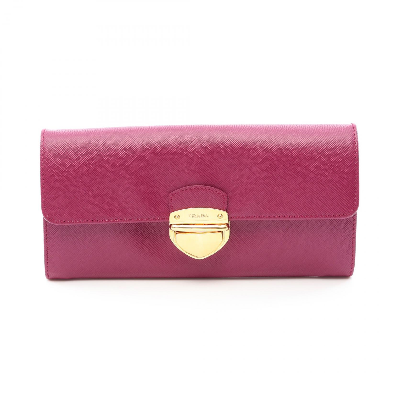 【10%OFFクーポン 7/26 9:59〆】 プラダ PRADA SAFFIANO TUC 二つ折り長財布 財布 サフィアーノレザー レディース パープル系 1M1037 【中古】｜Brandoff銀座