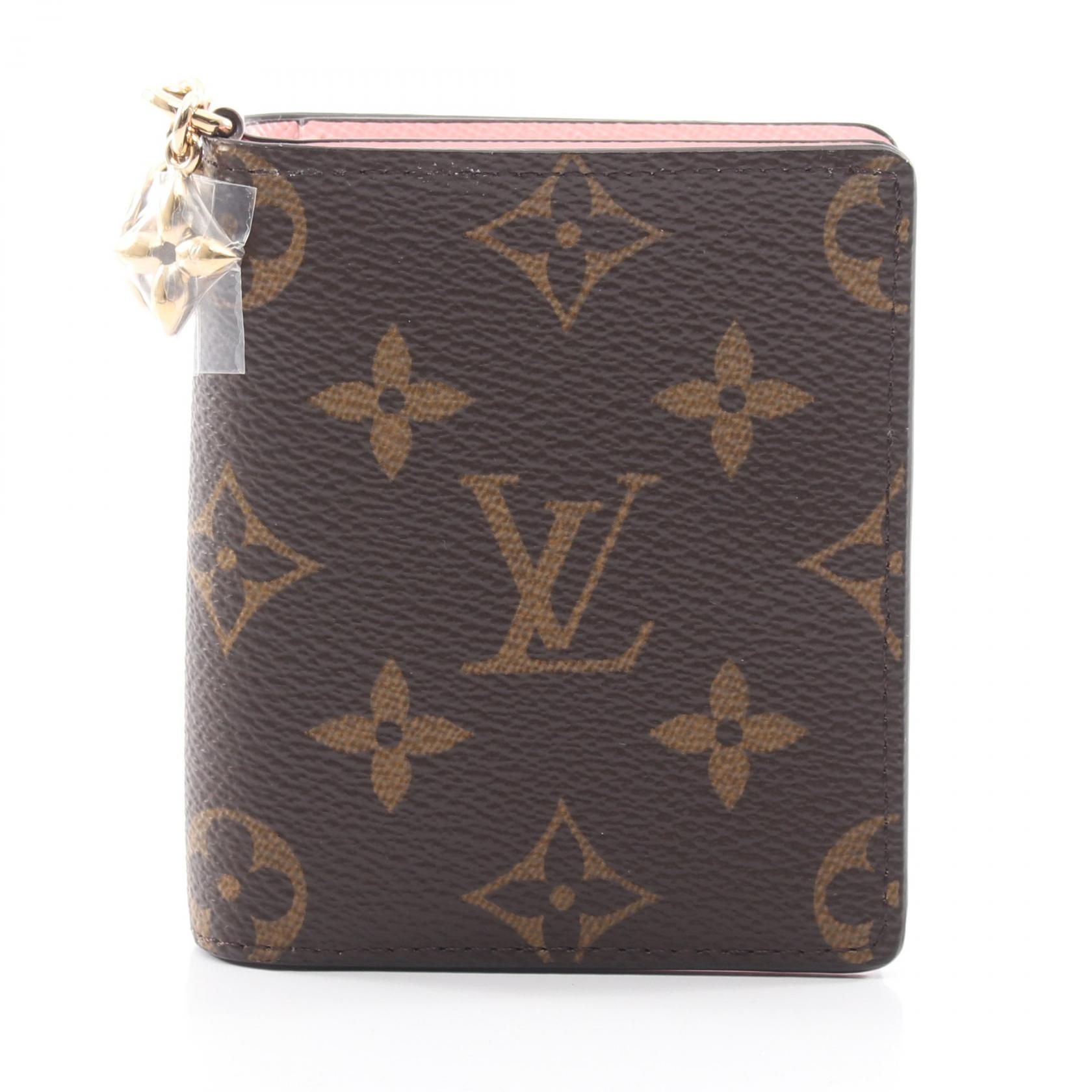 ルイ・ヴィトン LOUIS VUITTON ポケットウォレット LV チャーム 二つ折り財布 財布 キャンバス モノグラム モノグラム レディース ブラウン系 / ピンク系 M29059 【中古】｜Brandoff銀座