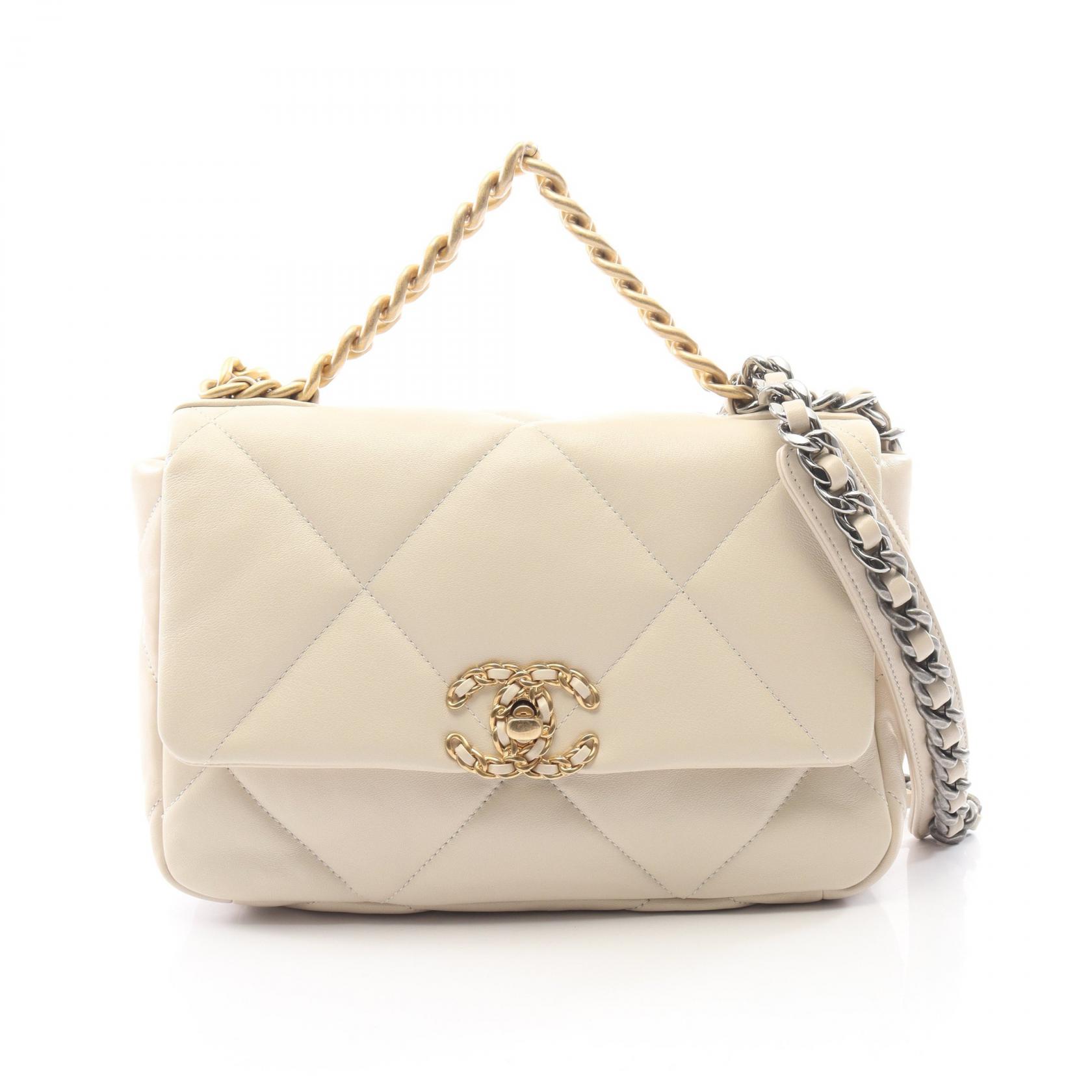 【10%OFFクーポン 7/26 9:59〆】 シャネル CHANEL 19 ディズヌフ マトラッセ コンビ金具 2WAY ショルダーバッグ バッグ ラムスキン(羊革) レディース アイボリー系 AS1160 【中古】|Brandoff銀座