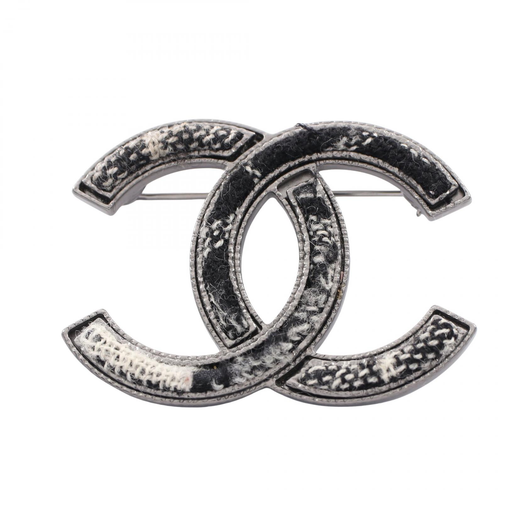 シャネル CHANEL A13A ココマーク ブローチ アクセサリー ステンレススチール ツイード レディース シルバー系 / ブラック系 【中古】｜Brandoff銀座