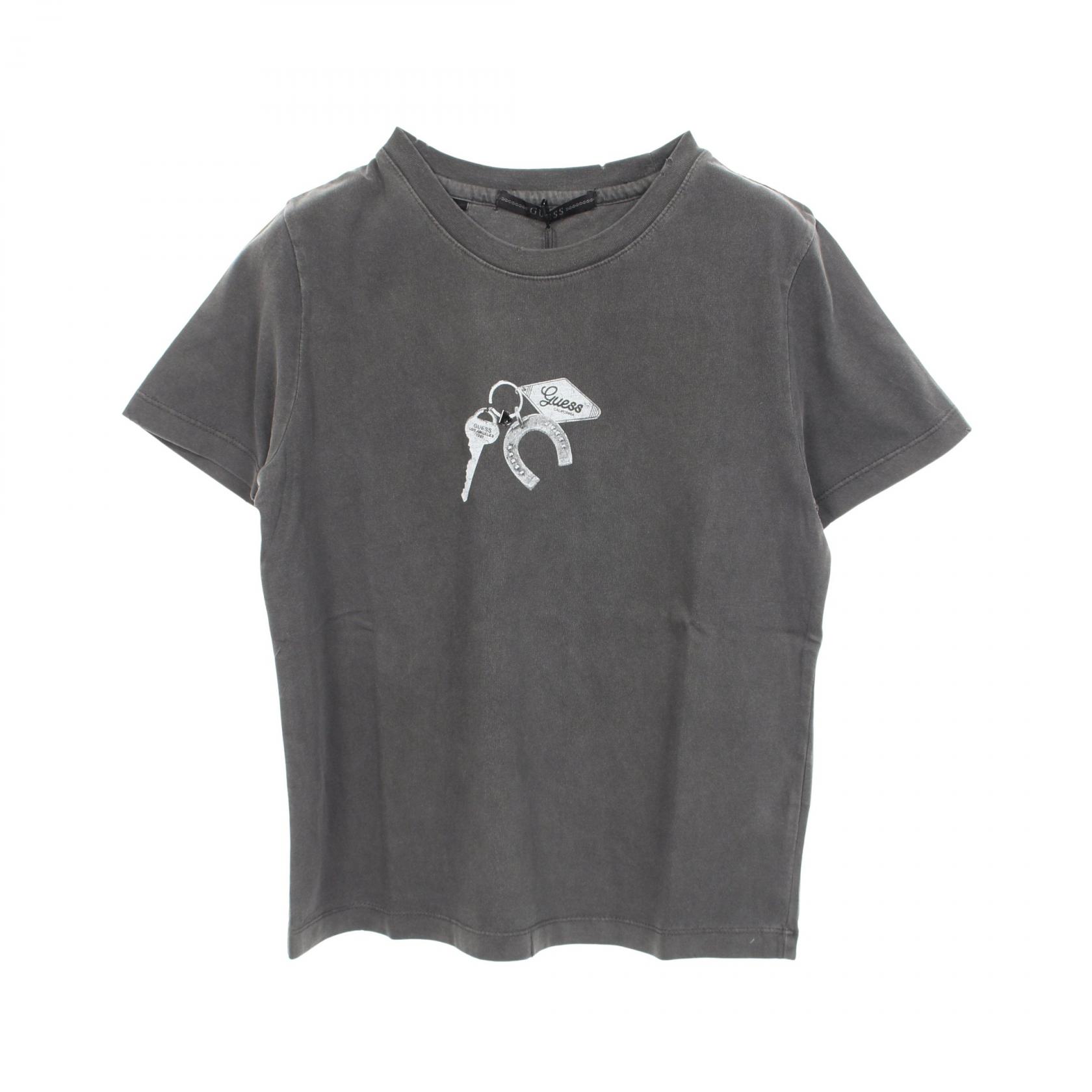 【10%OFFクーポン 7/26 9:59〆】 ゲス Guess キーチェーン ダメージ加工 半袖Tシャツ 衣料品 トップス コットン メンズ レディース グレー系 MQ2K7432S 【新品】｜Brandoff銀座