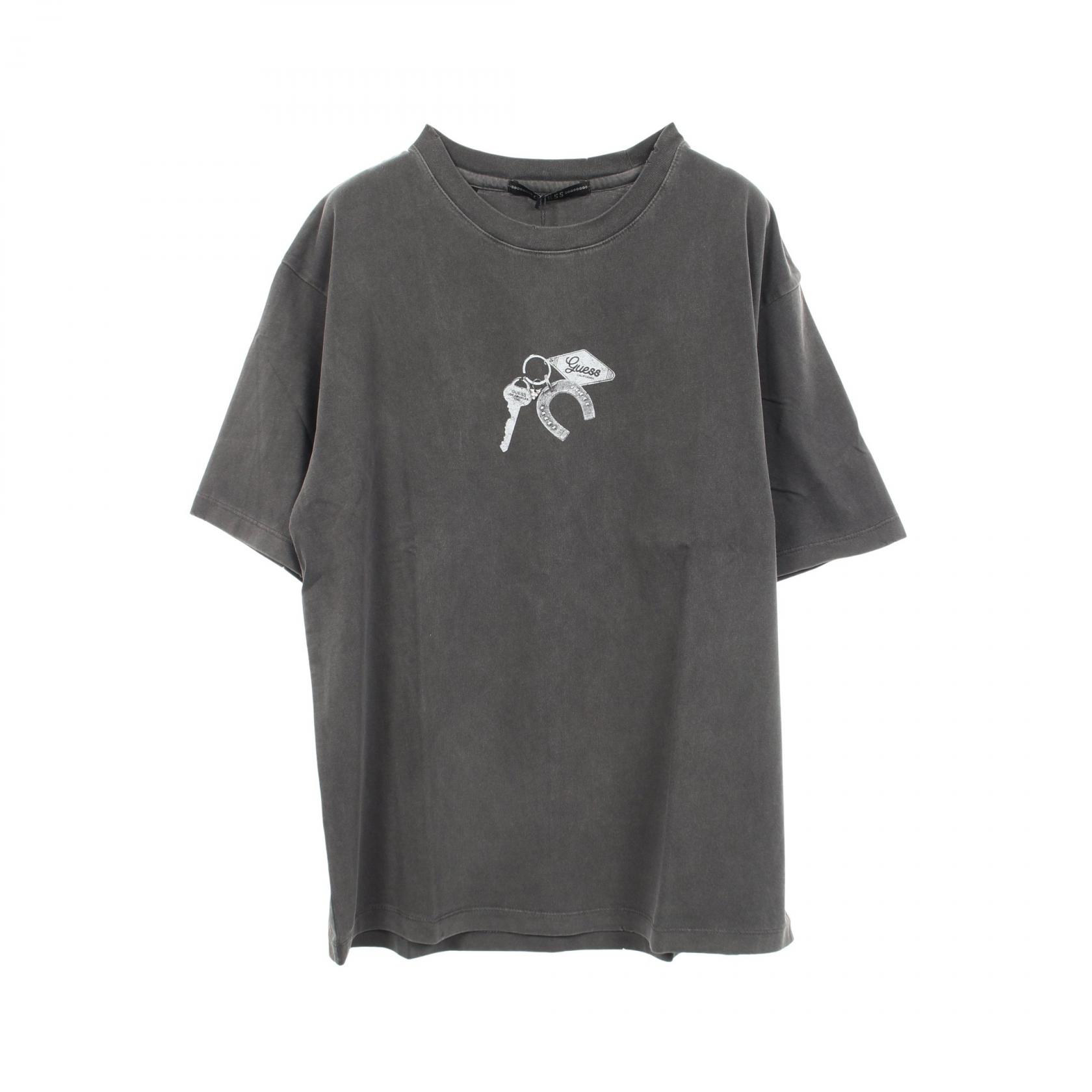【10%OFFクーポン 7/26 9:59〆】 ゲス Guess キーチェーン ダメージ加工 半袖Tシャツ 衣料品 トップス コットン メンズ レディース グレー系 MQ2K7432L 【新品】｜Brandoff銀座