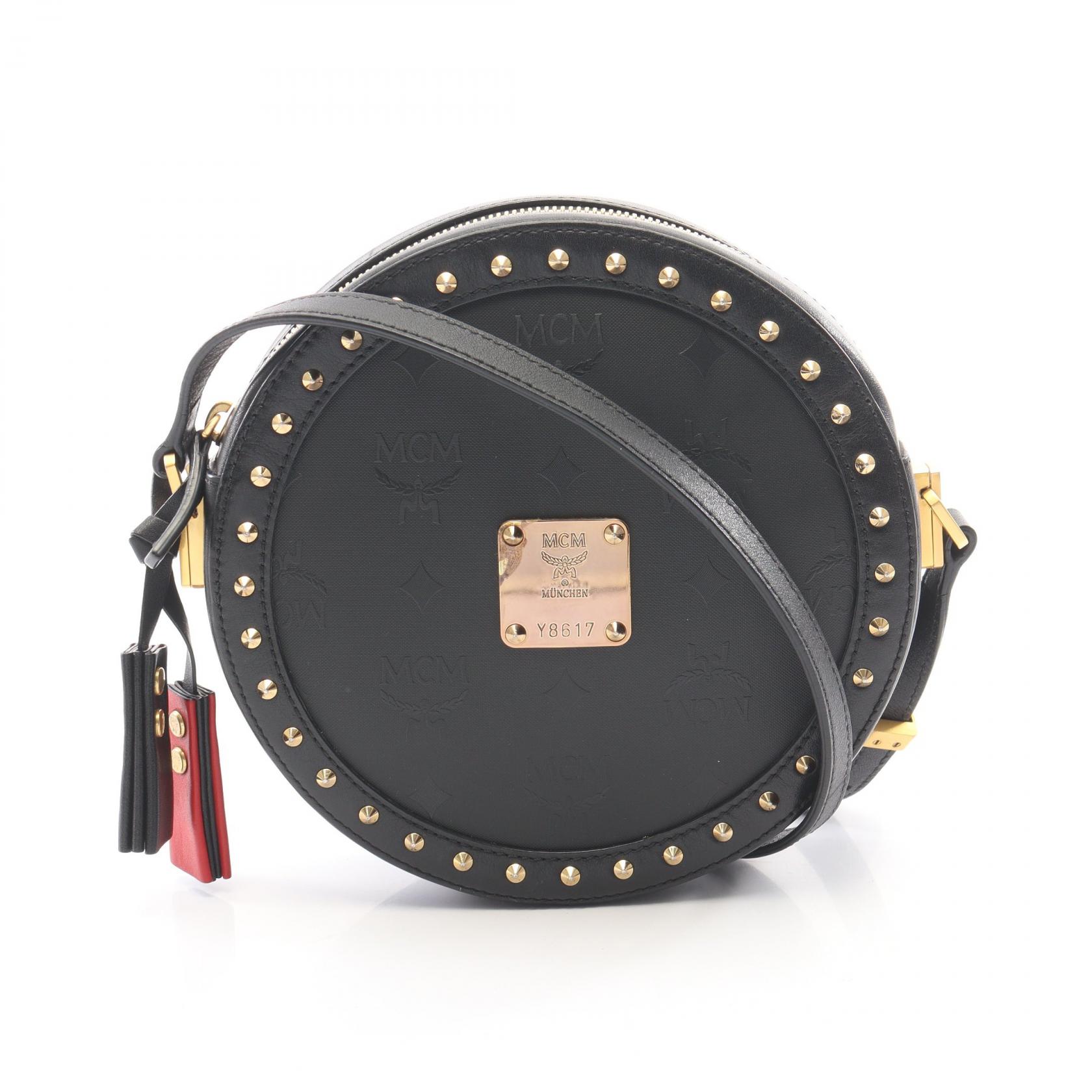 【10%OFFクーポン 7/26 9:59〆】 エム・シー・エム MCM ヴィセトス サークル ショルダーバッグ バッグ PVCコーティングキャンバス レザー レディース ブラック系 【中古】｜Brandoff銀座