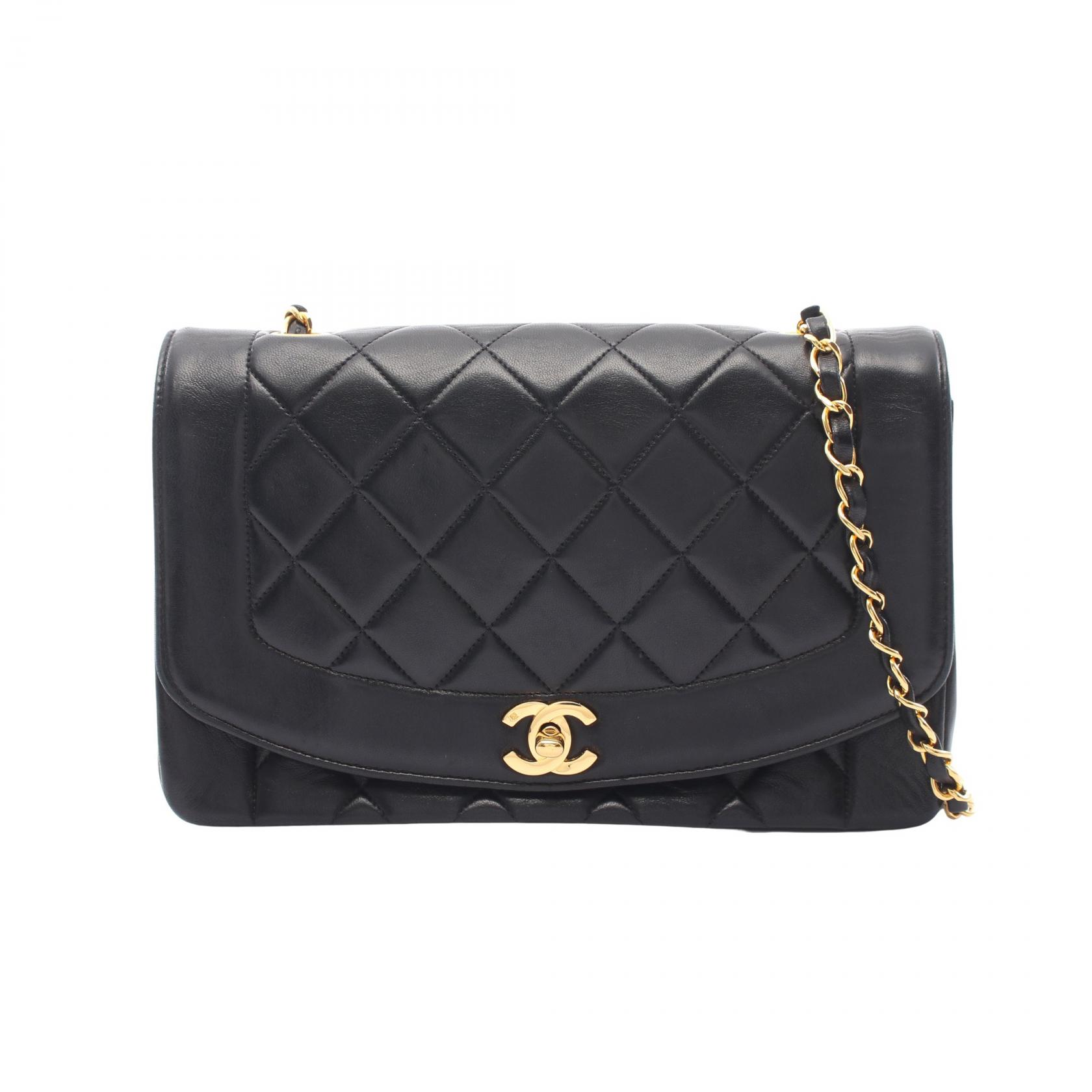【10%OFFクーポン 7/26 9:59〆】 シャネル CHANEL マトラッセ ダイアナフラップ ショルダーバッグ バッグ ラムスキン(羊革) レディース ブラック系 A01165 【中古】|Brandoff銀座