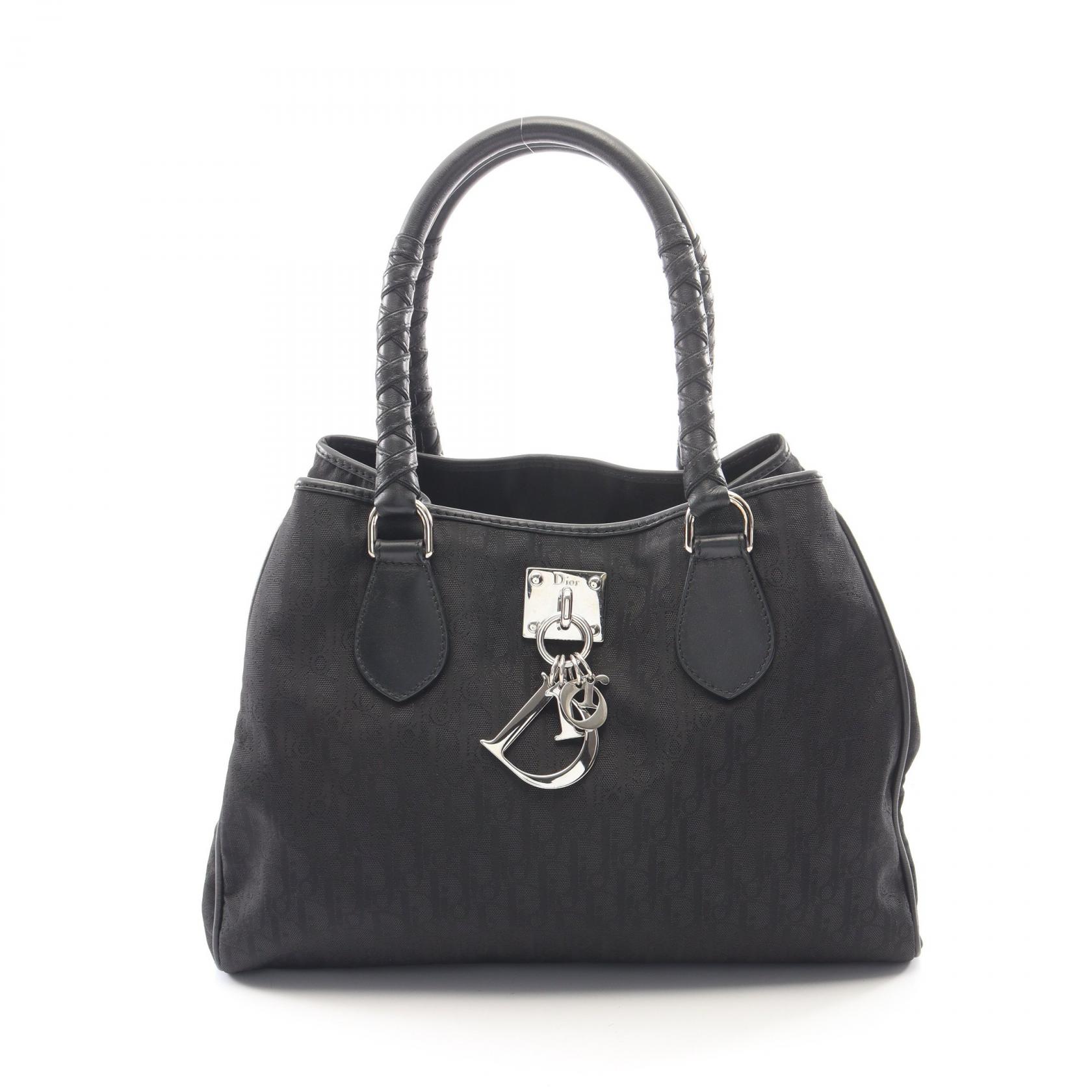 【10%OFFクーポン 7/26 9:59〆】 ディオール Dior ラブリー トロッター トートバッグ バッグ レザー ナイロンキャンバス レディース ブラック系 【中古】｜Brandoff銀座