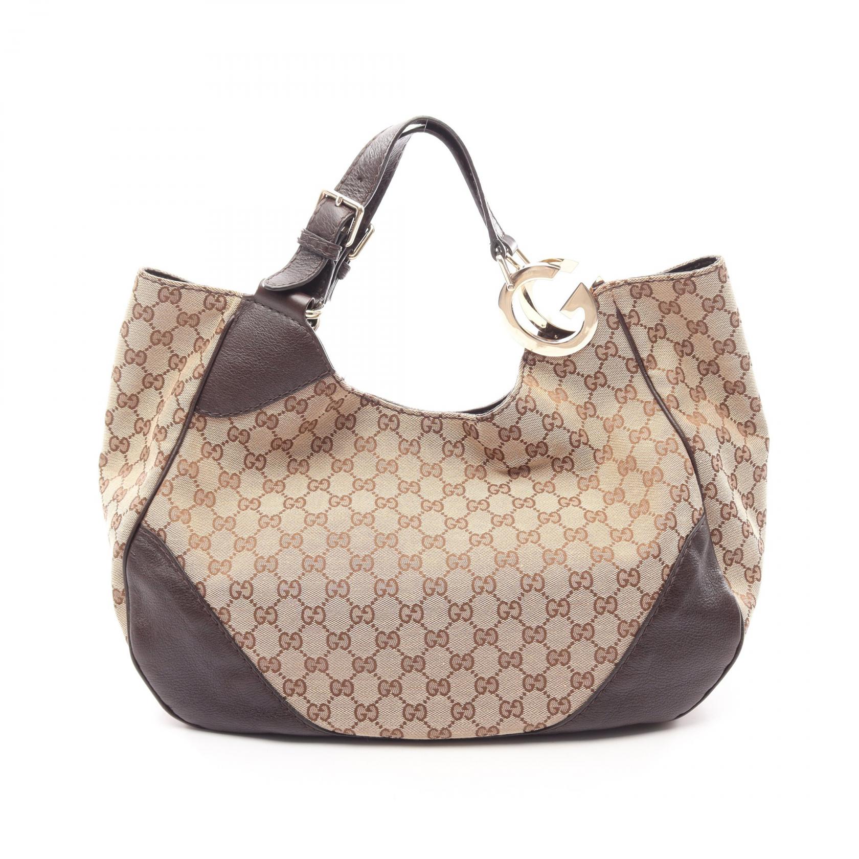 【10%OFFクーポン 7/26 9:59〆】 グッチ GUCCI GGキャンバス ショルダーバッグ バッグ キャンバス レザー レディース ベージュ系 / ブラウン系 203504 【中古】｜Brandoff銀座