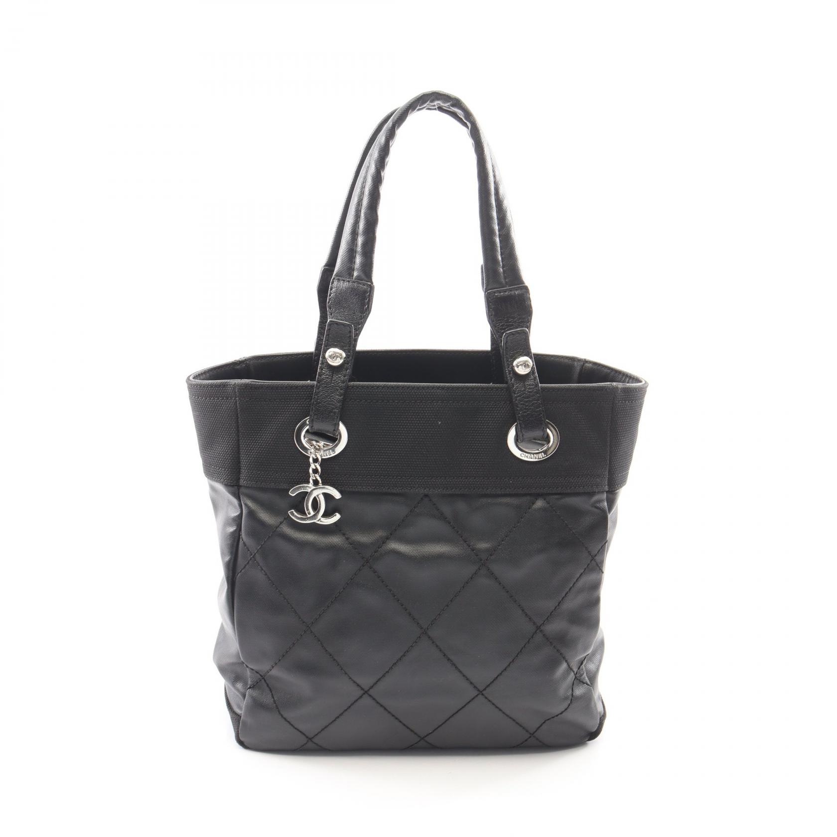 【10%OFFクーポン 7/26 9:59〆】 シャネル CHANEL パリビアリッツPM トートバッグ バッグ PVCコーティングキャンバス レザー レディース ブラック系 A34208 【中古】｜Brandoff銀座